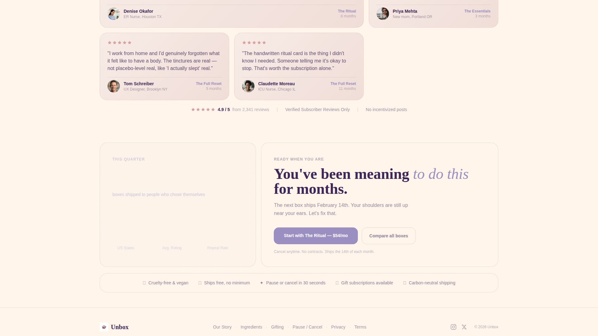Unbox - Soothing Wellness Landing Page Template