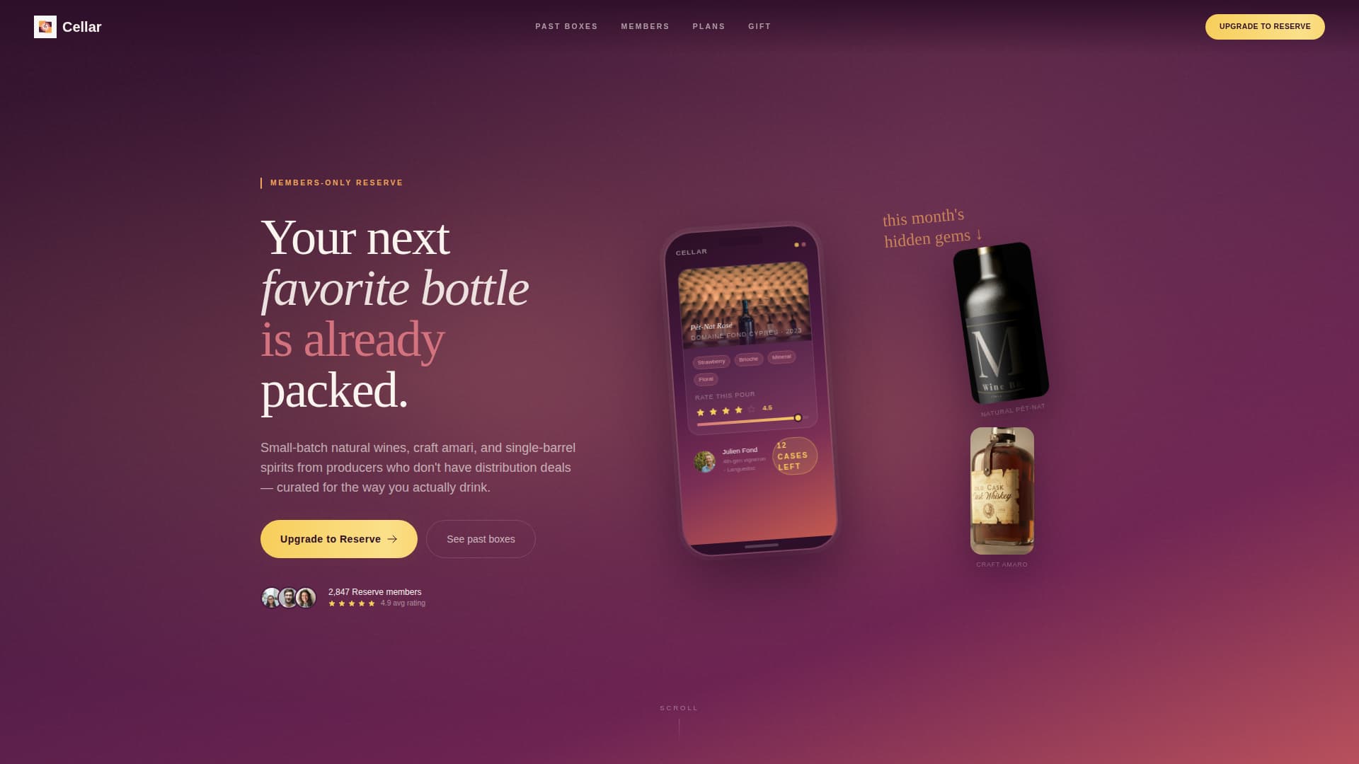Cellar - Curated Spirits Landing Page Template
