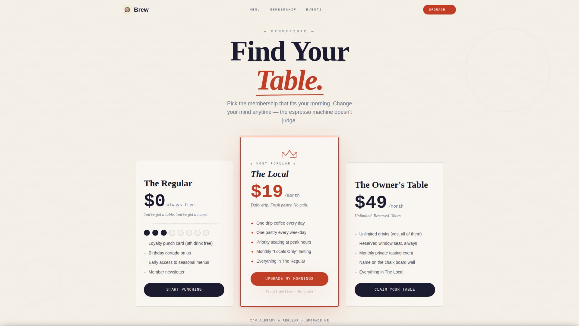 Brew - Charming Caf Landing Page Template