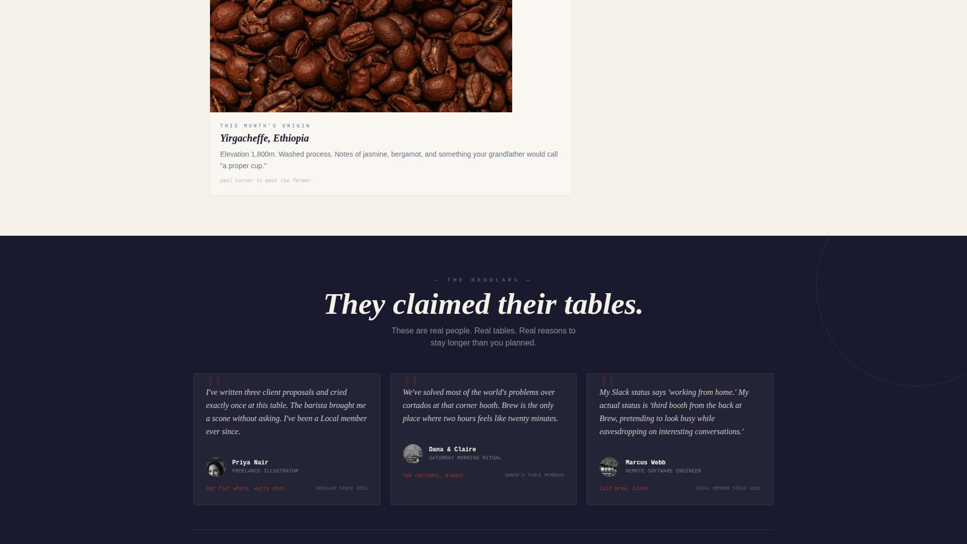 Brew - Charming Caf Landing Page Template