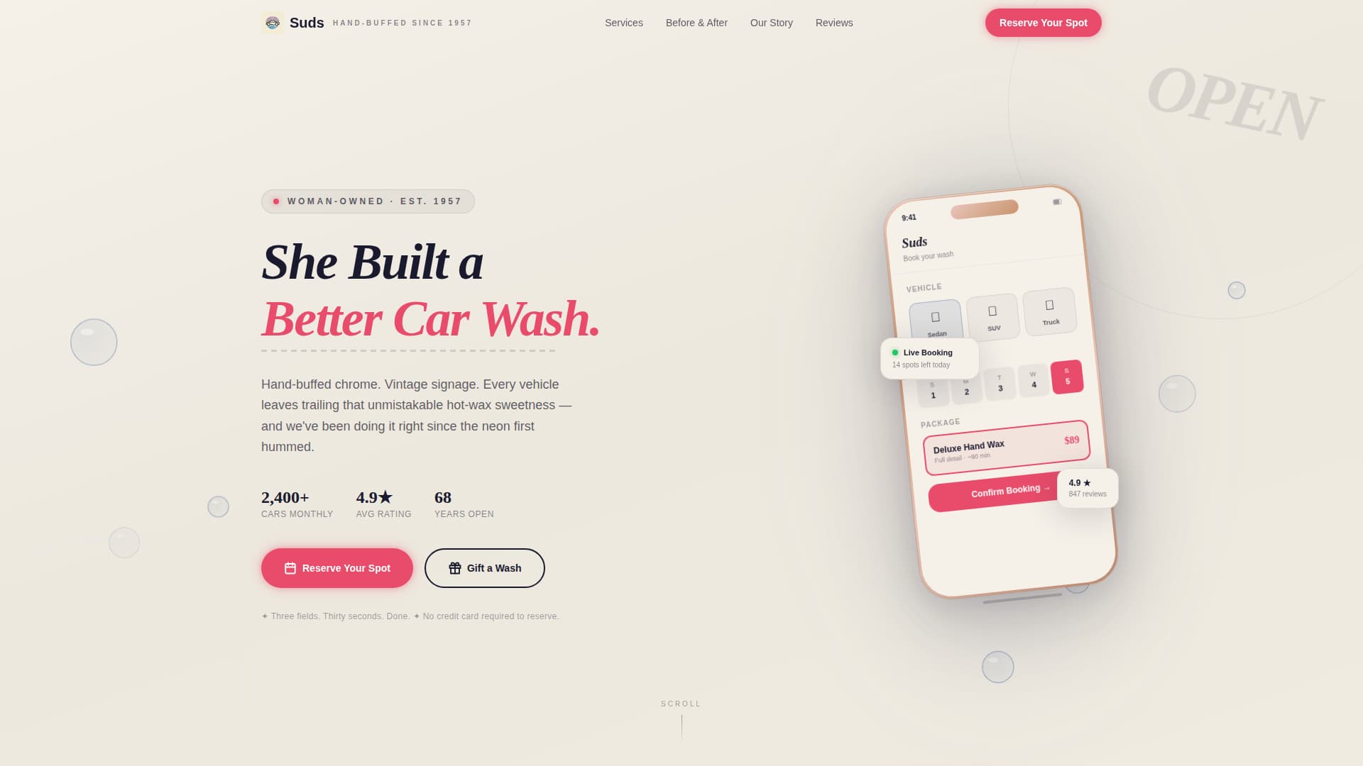 Suds - Sparkling Carwash Landing Page Template