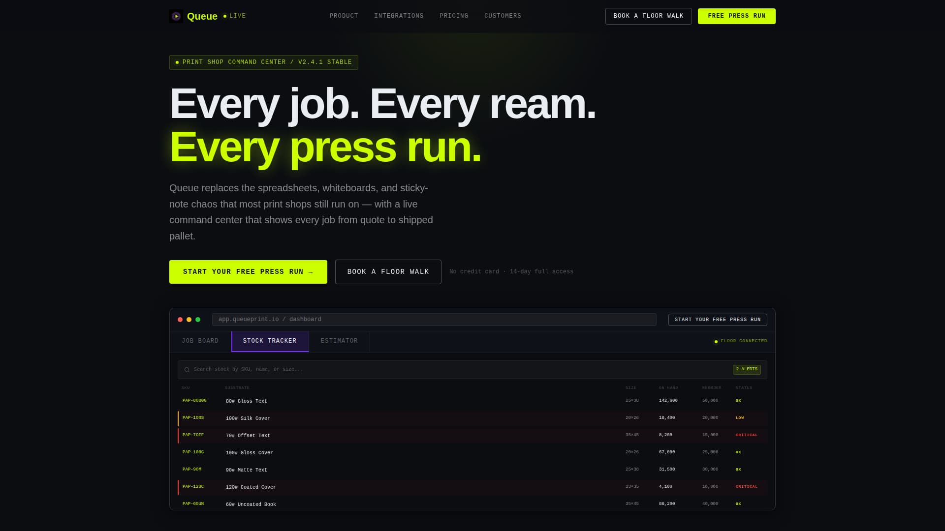 Queue - Powerful Printshop Landing Page Template