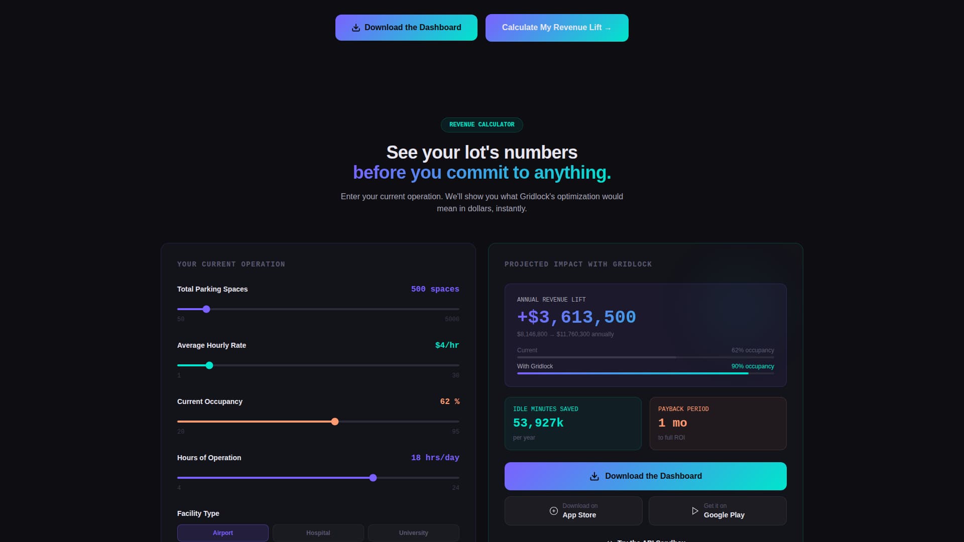 Parking Vertical SaaS Cost Calculator Website Template