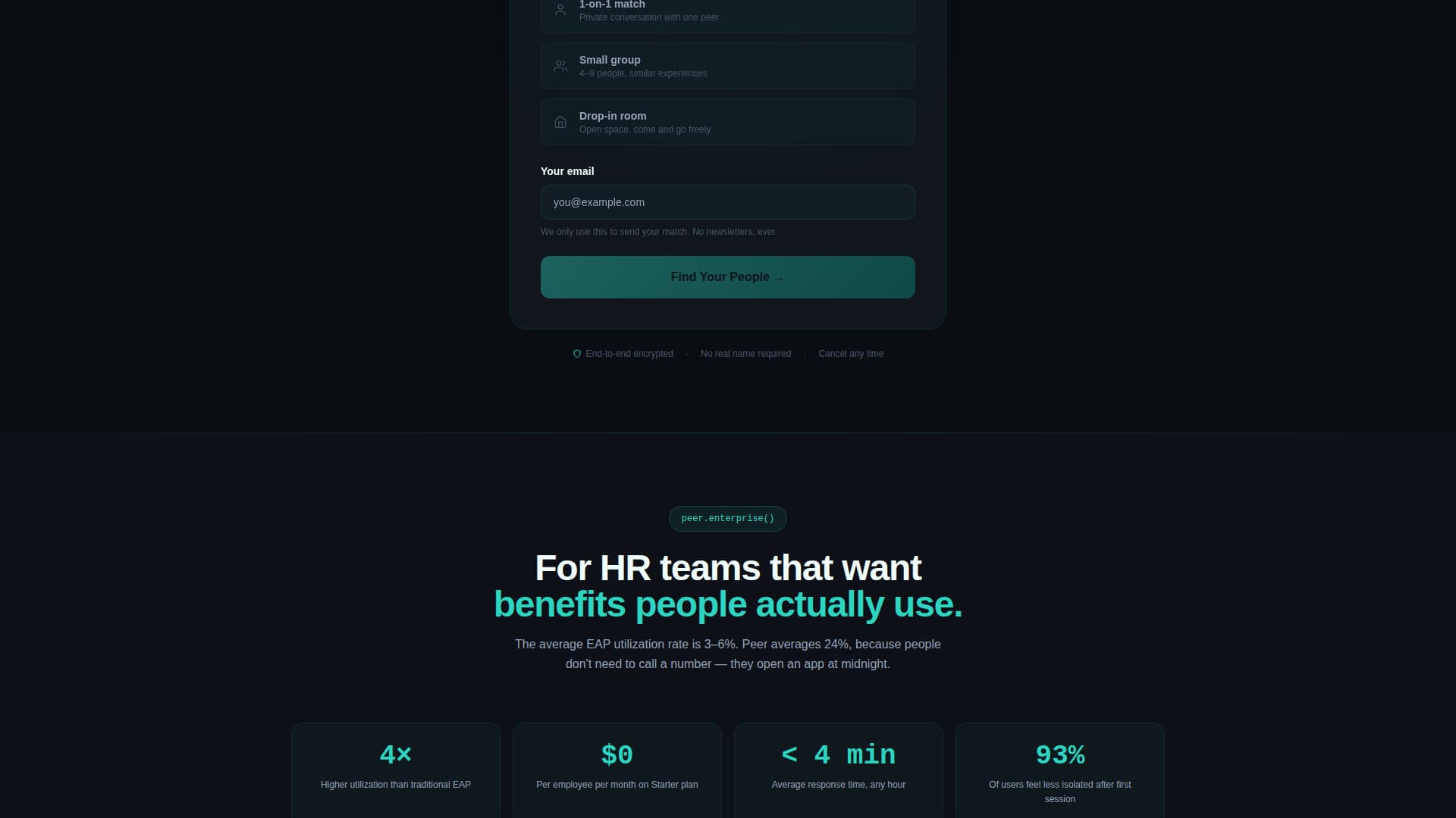Peer - Empathetic Support Landing Page Template