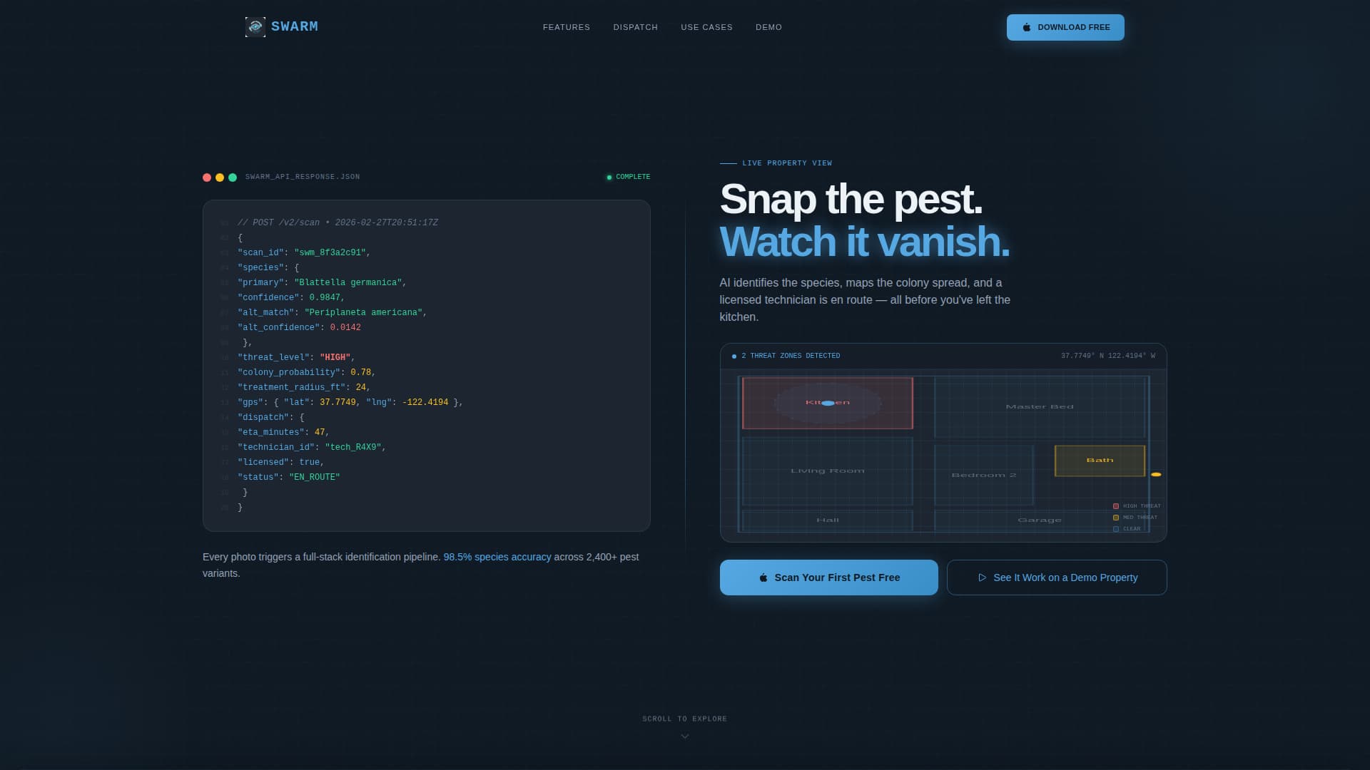Swarm - Intelligent Pestcontrol Landing Page Template