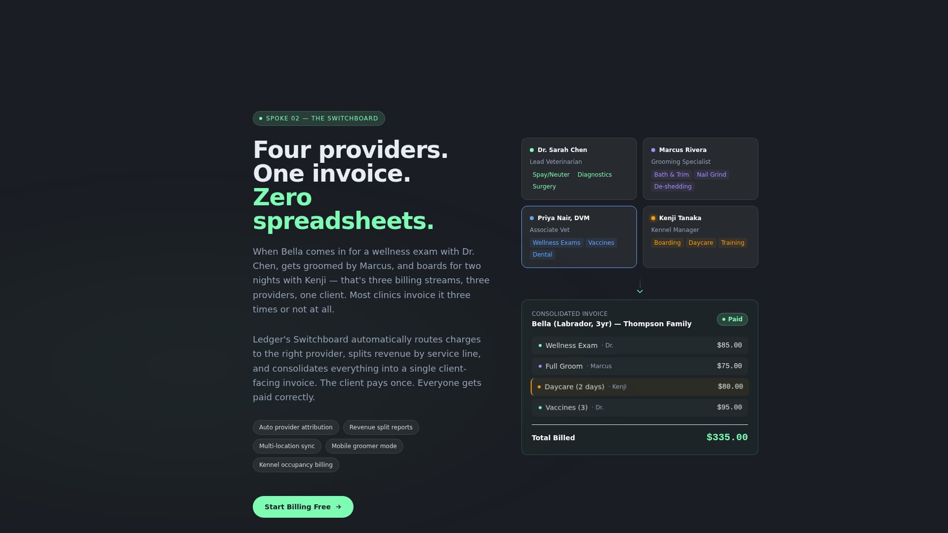 Ledger - Powerful Veterinarybilling Landing Page Template