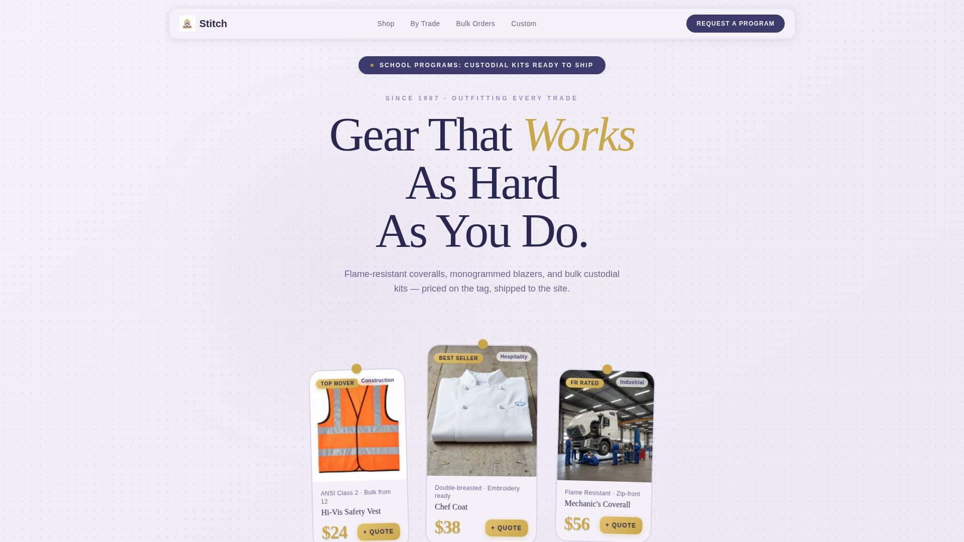 Stitch - Bold Workwear Landing Page Template