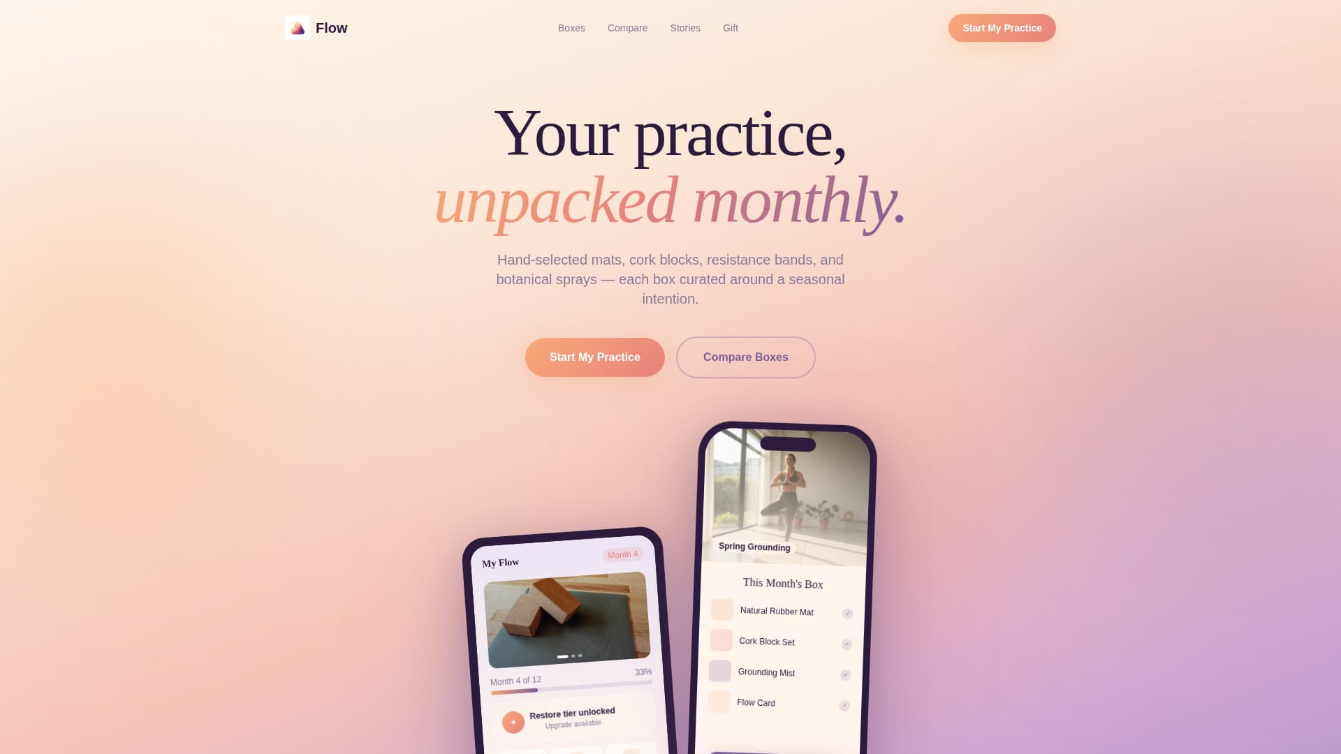 Flow - Curated Yoga Landing Page Template