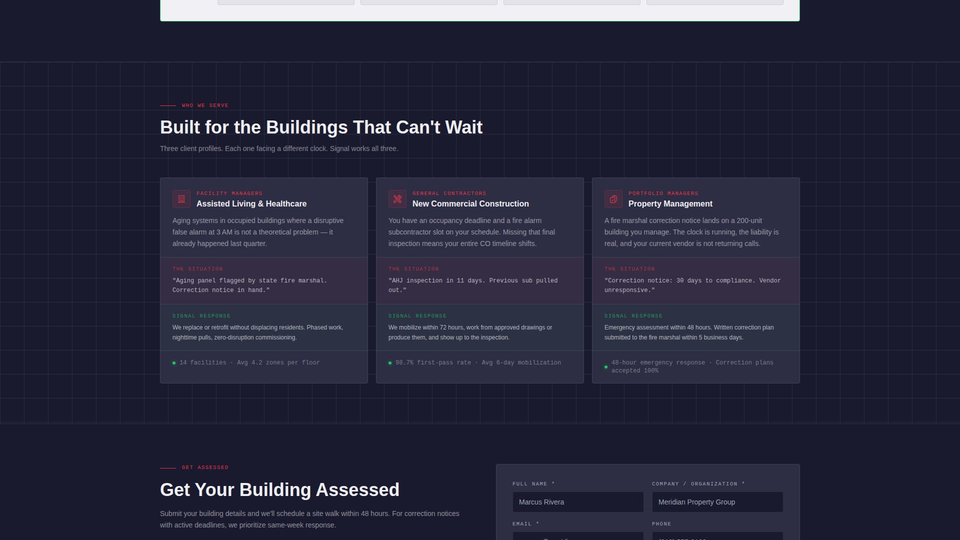 Signal - Verified Firealarm Landing Page Template