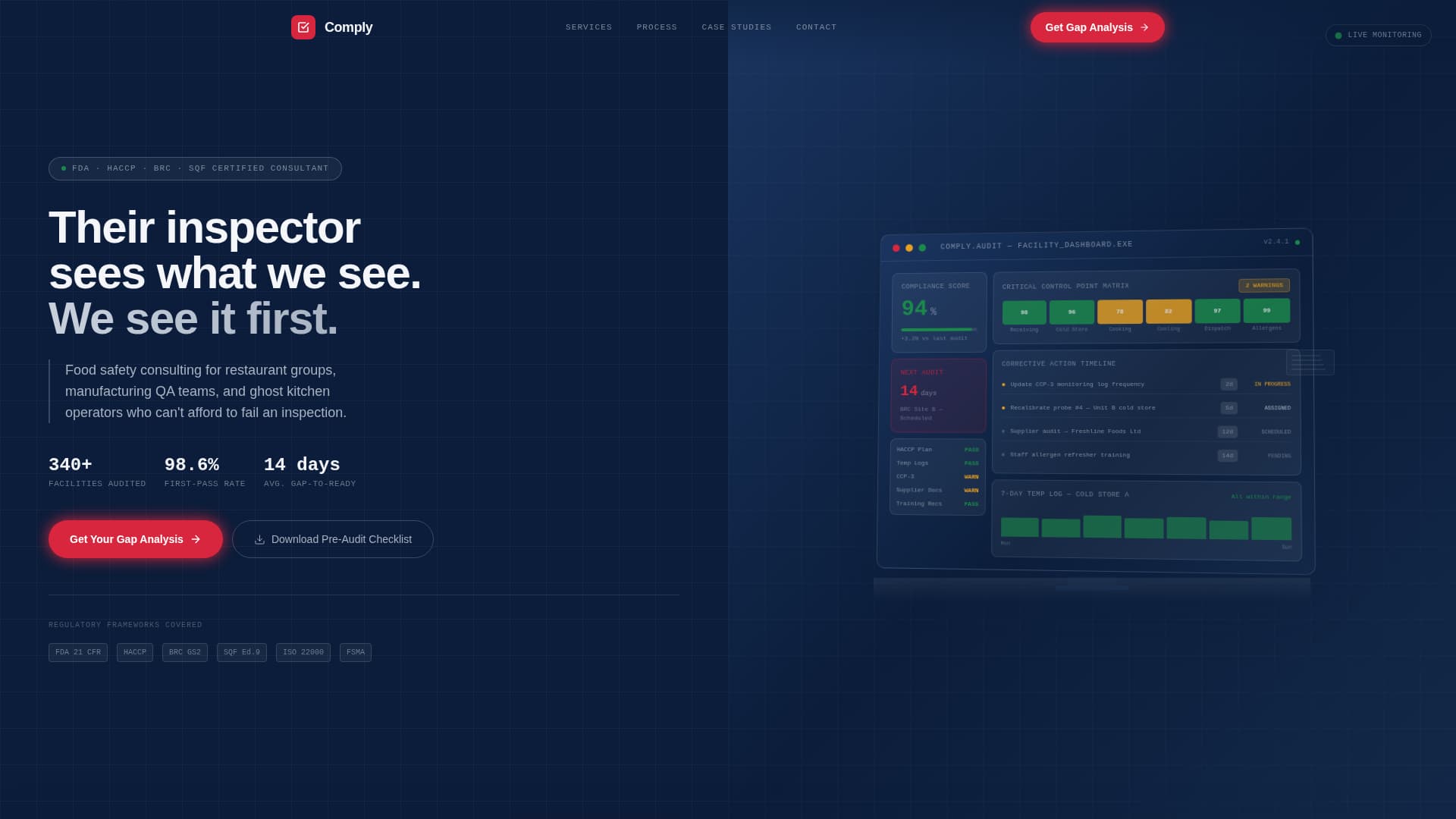 Comply - Authoritative Food Safety Landing Page Template