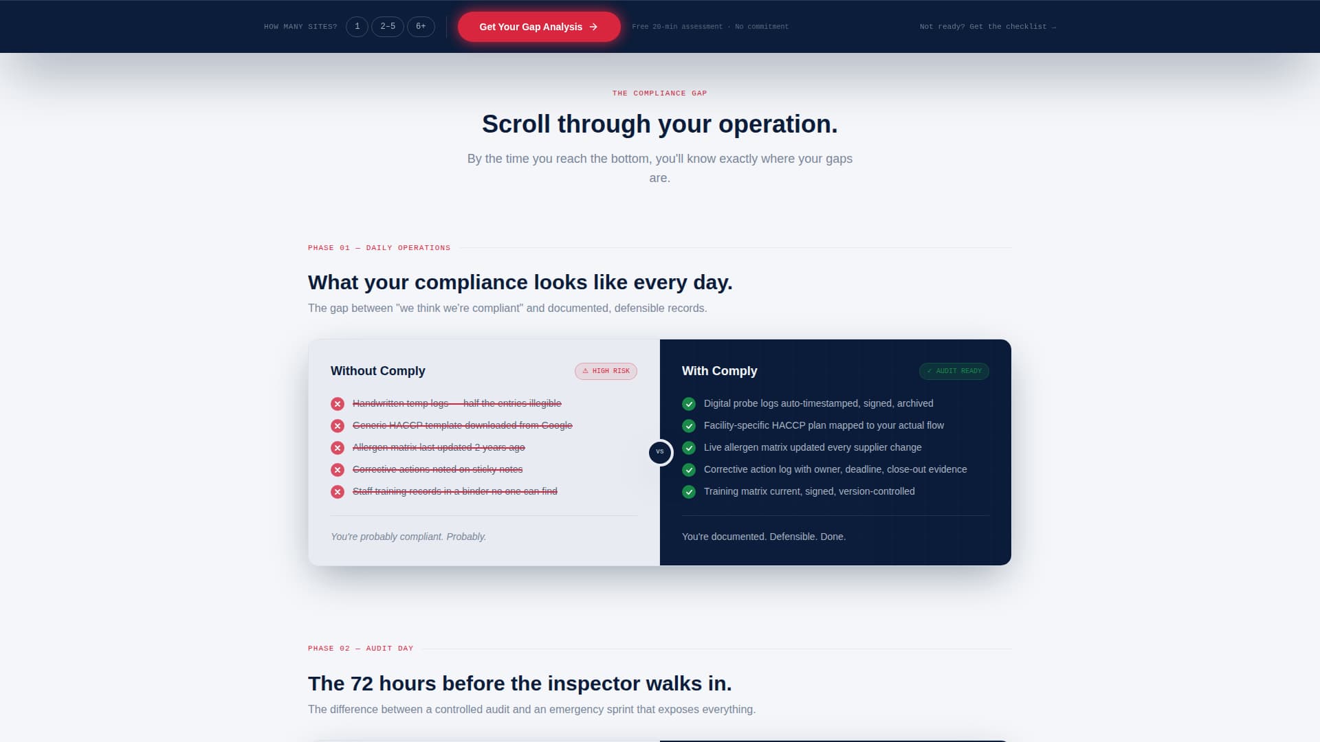 Comply - Authoritative Food Safety Landing Page Template