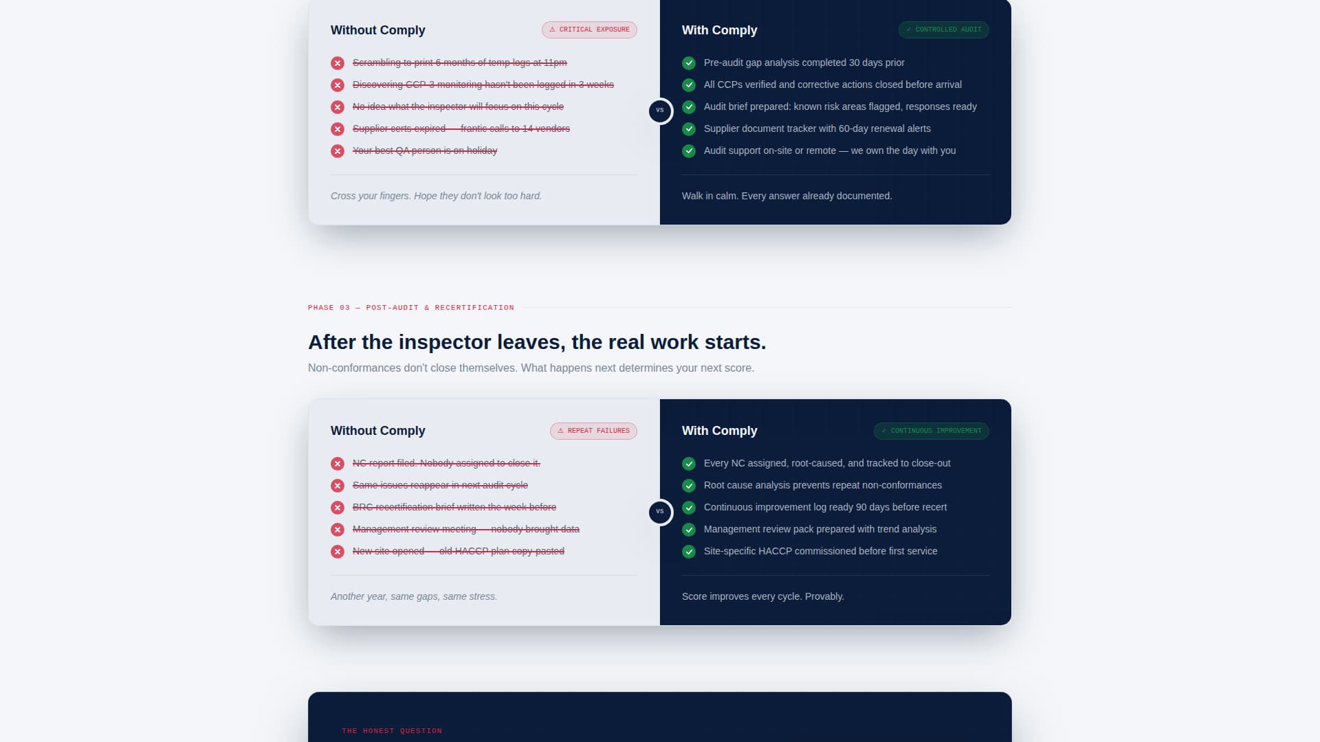 Comply - Authoritative Food Safety Landing Page Template