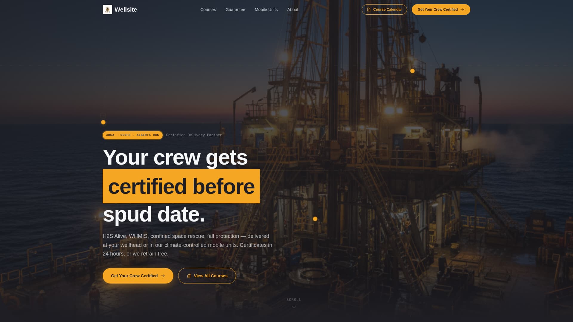 Wellsite - Certified Oilfieldsafety Landing Page Template