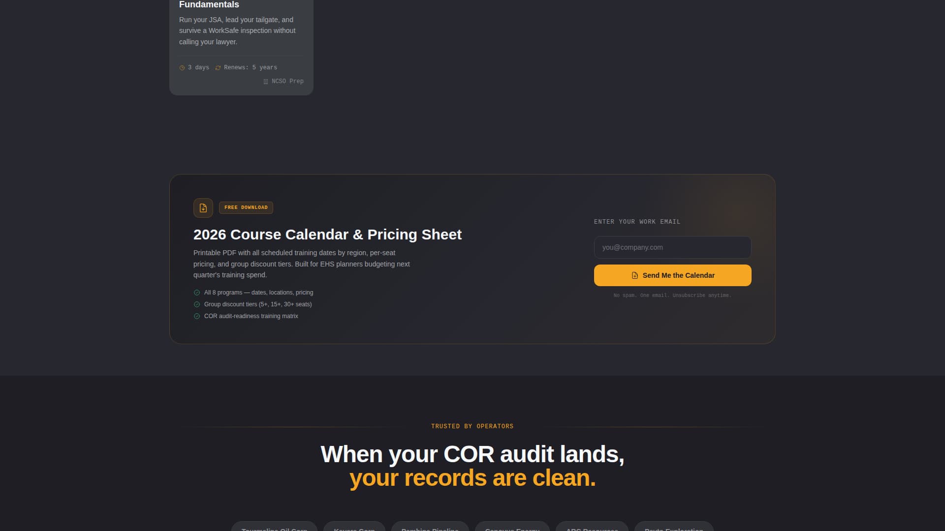 Wellsite - Certified Oilfieldsafety Landing Page Template