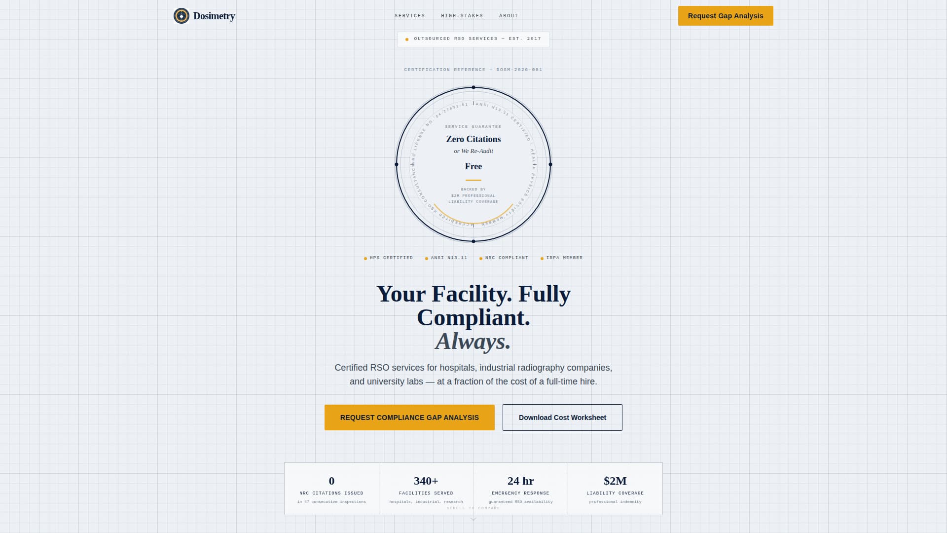 Dosimetry - Authoritative Safety Landing Page Template