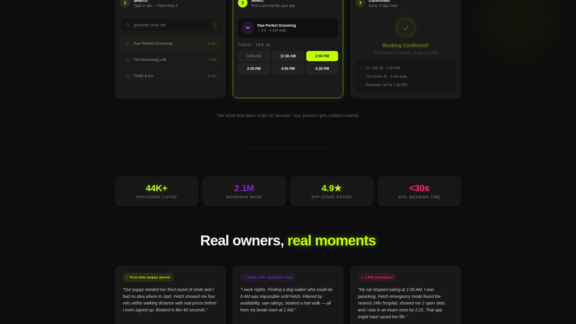 Fetch - Instant Petcare Landing Page Template