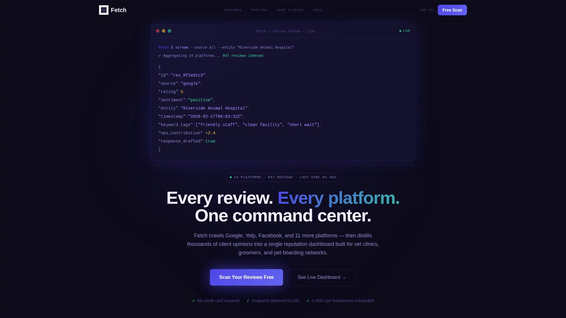 Fetch - Powerful Reviewmanagement Landing Page Template