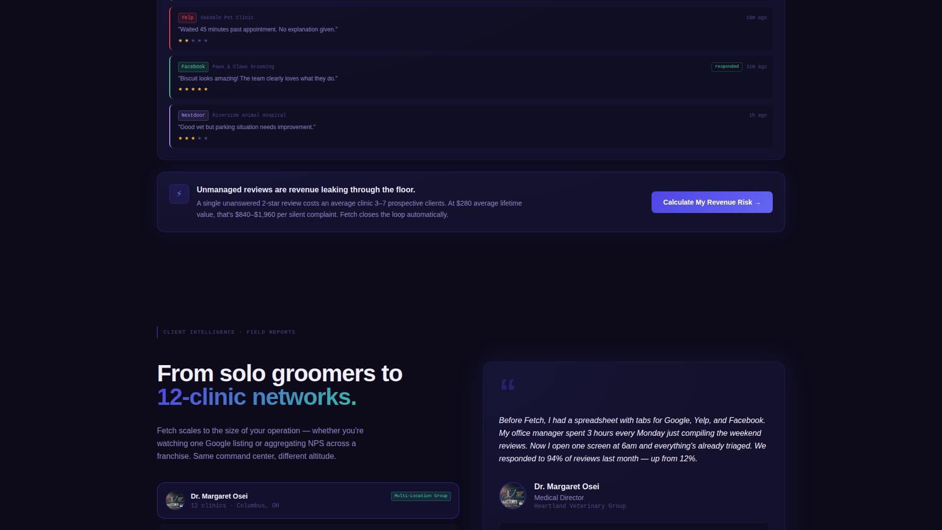 Fetch - Powerful Reviewmanagement Landing Page Template