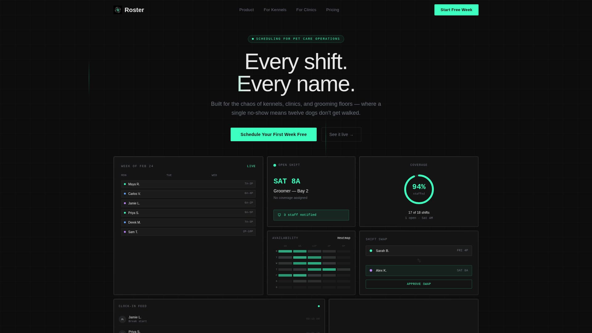 Roster - Powerful Petcare Landing Page Template