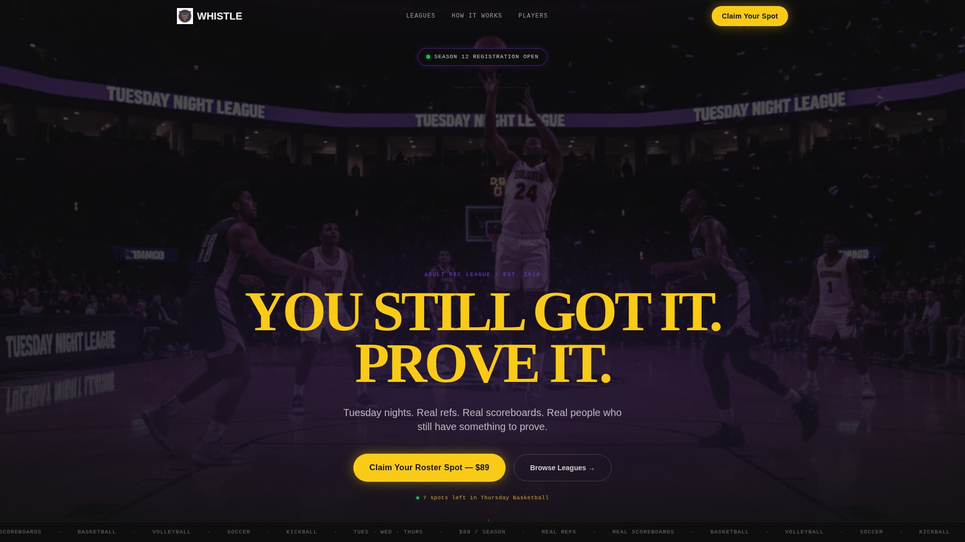 Whistle - Electrifying Sportsleague Landing Page Template