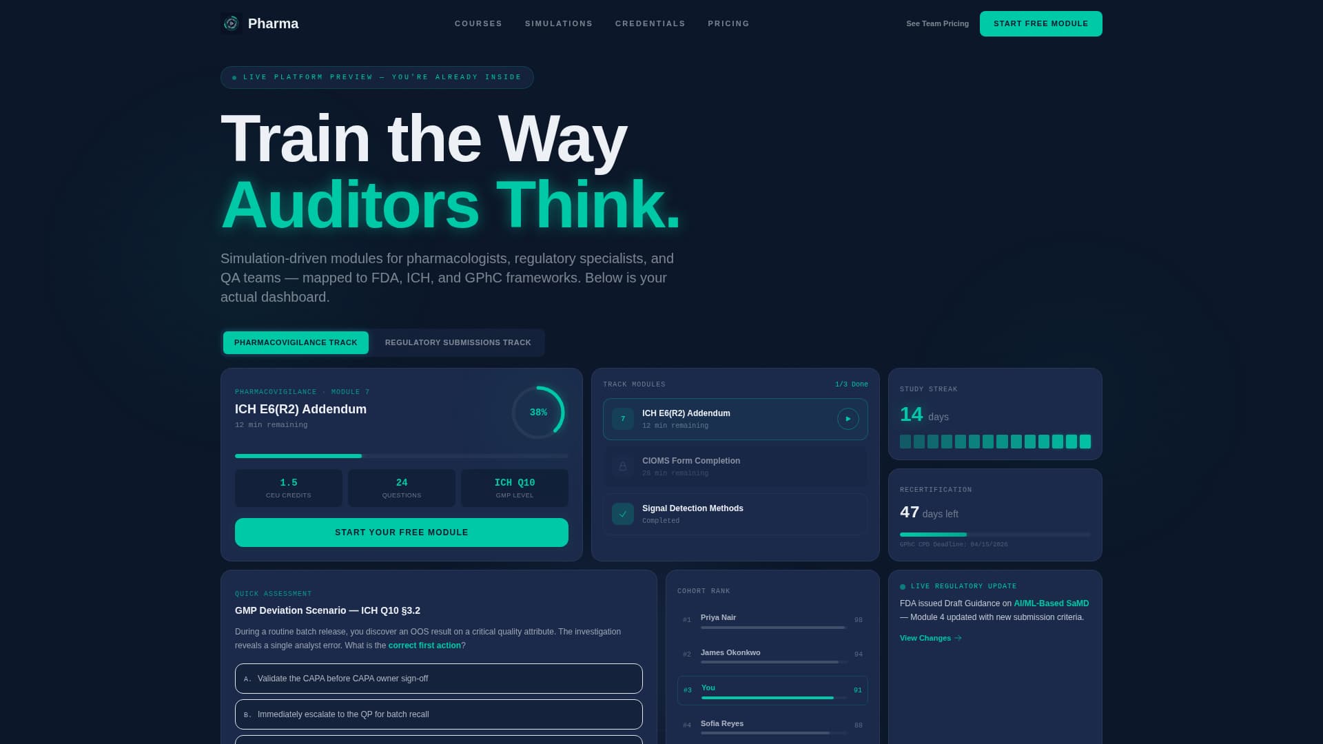 Pharmalearn - Precision Compliance Landing Page Template