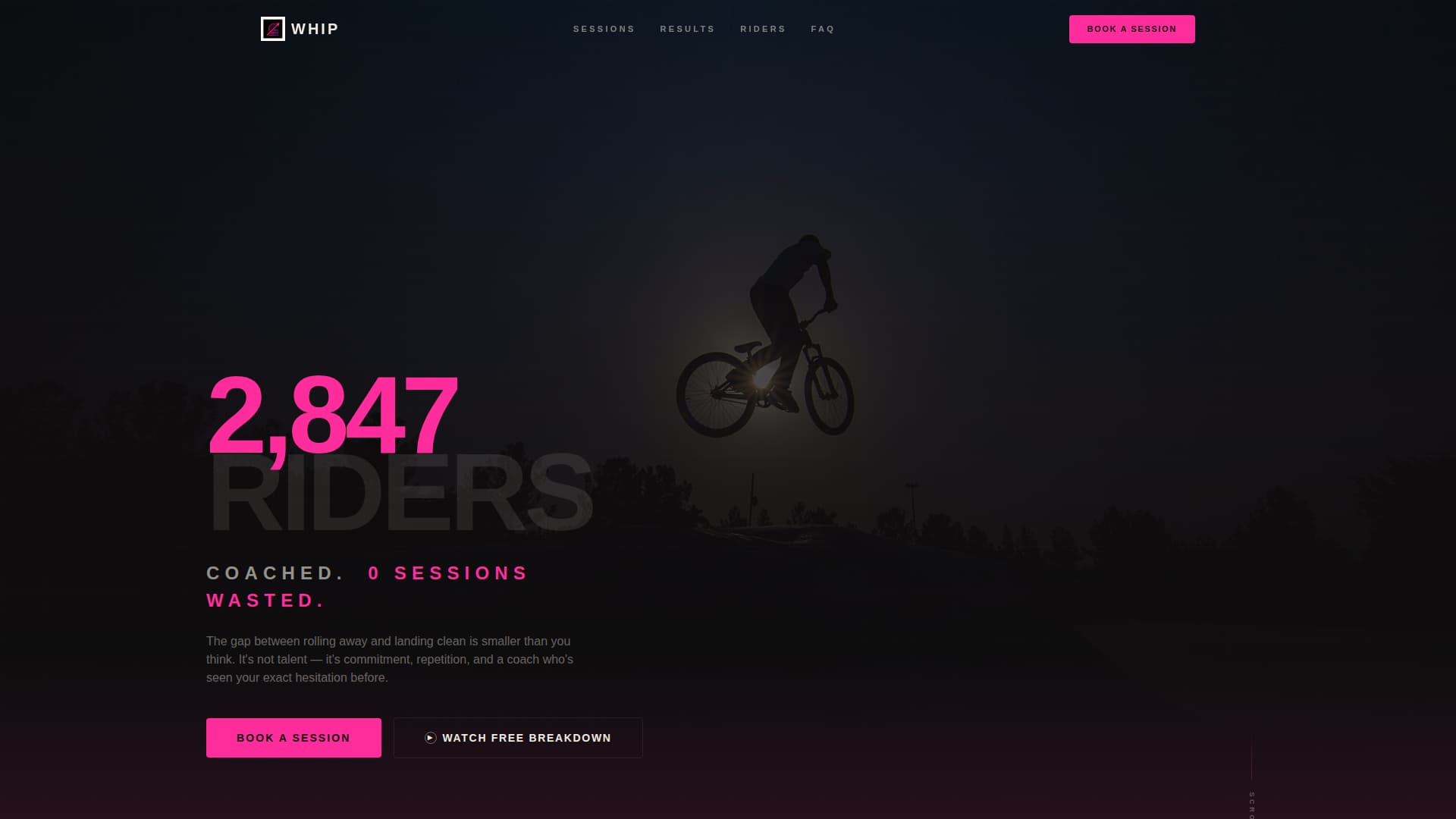 Whip - Highoctane BMX Landing Page Template