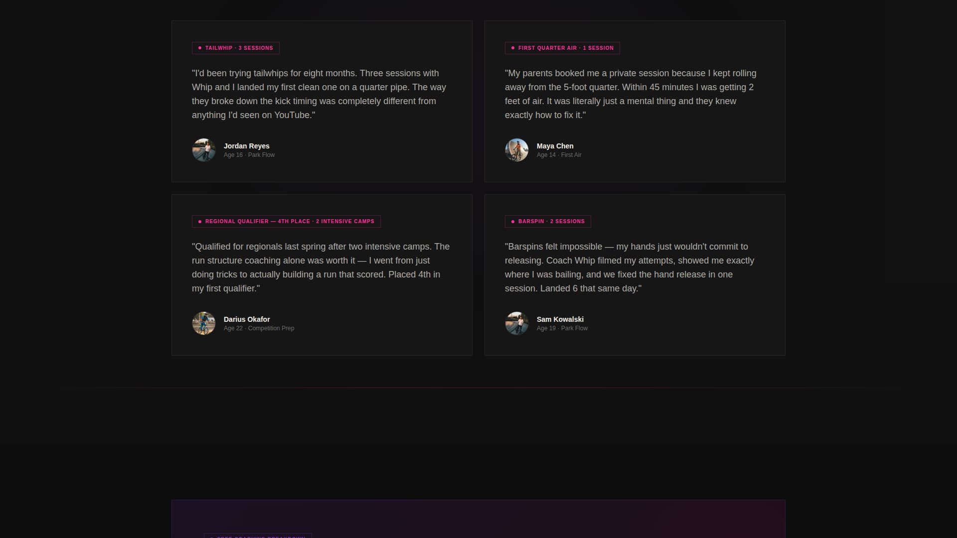Whip - Highoctane BMX Landing Page Template