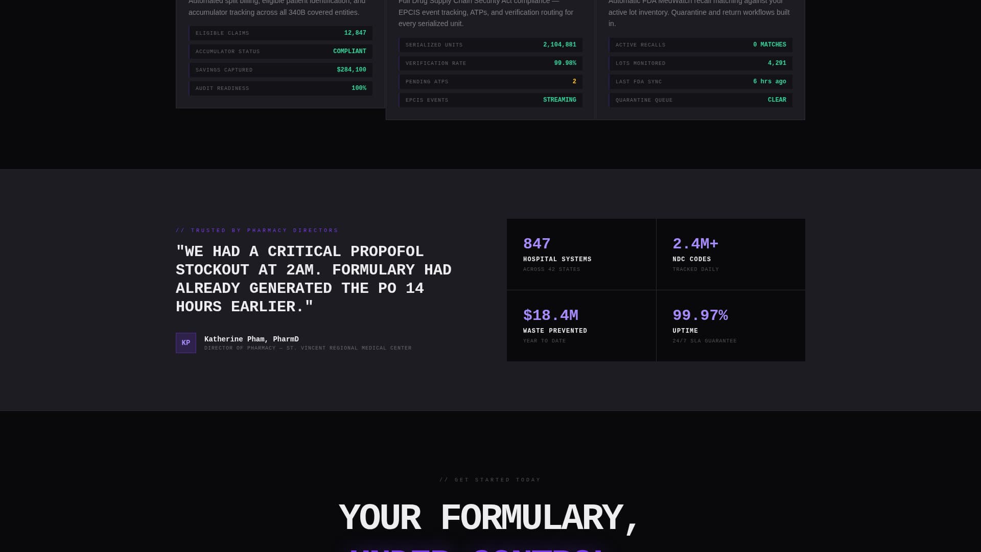 Vitals — Evidence-Based Drug Information Landing Page Template