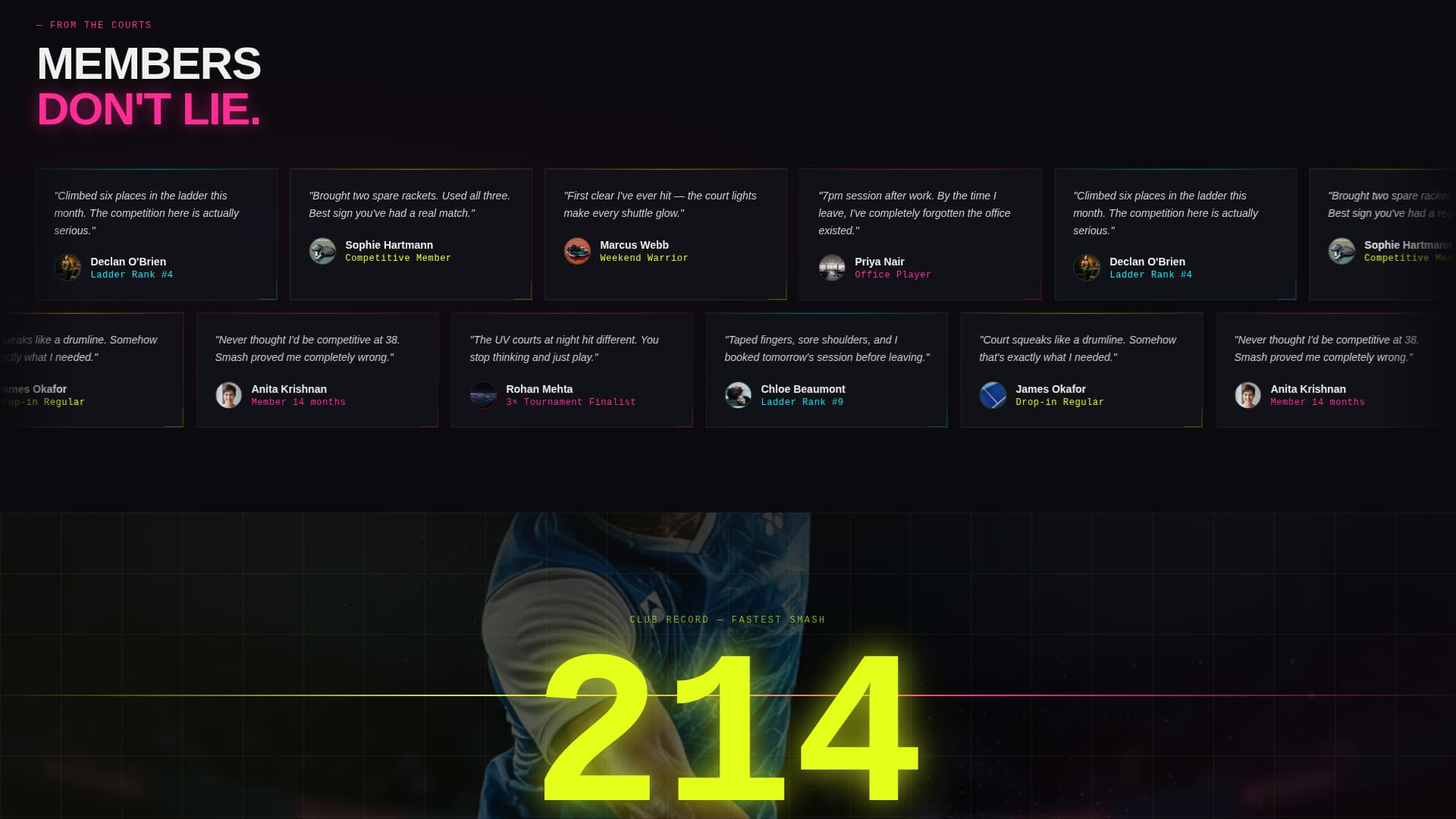 Smash - Electric Badminton Landing Page Template