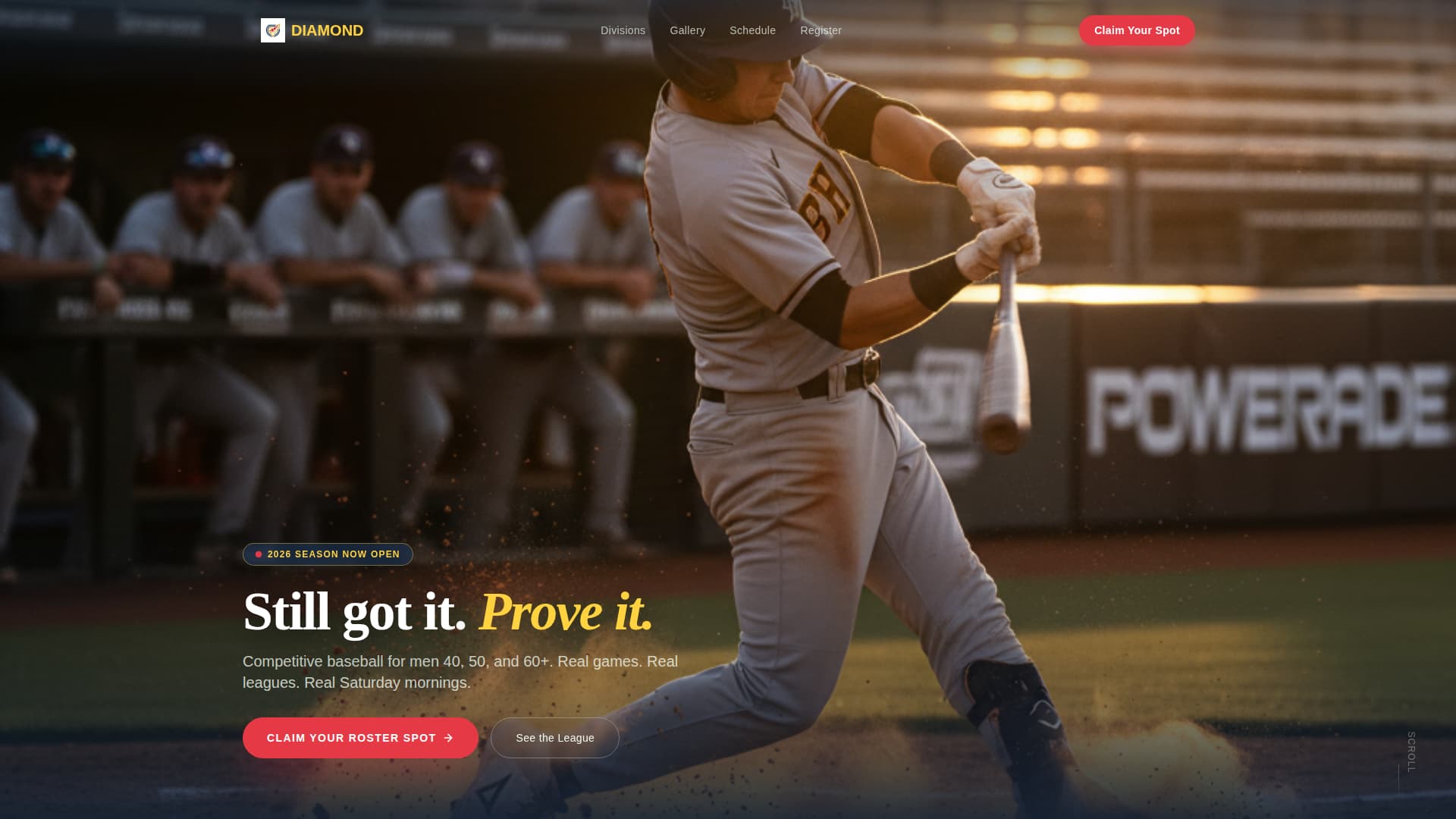 Diamond - Electrifying Baseball Landing Page Template