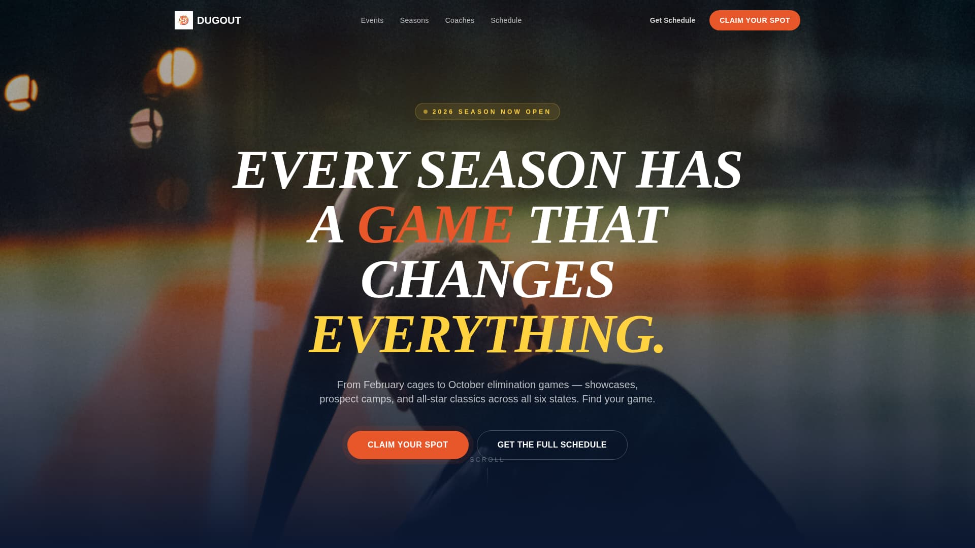 Dugout - Electric Baseball Landing Page Template
