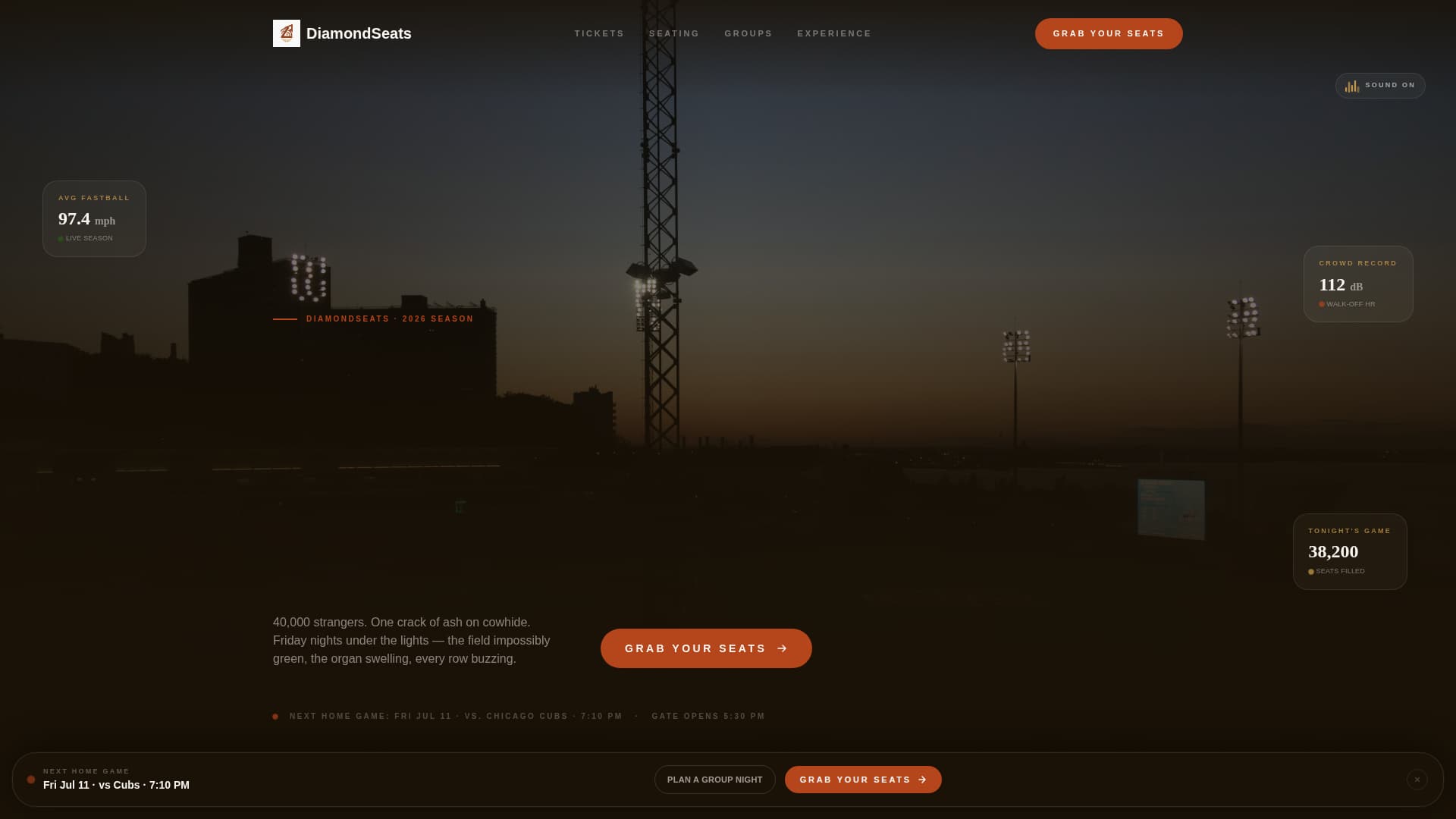 Diamond - Electric Stadium Landing Page Template