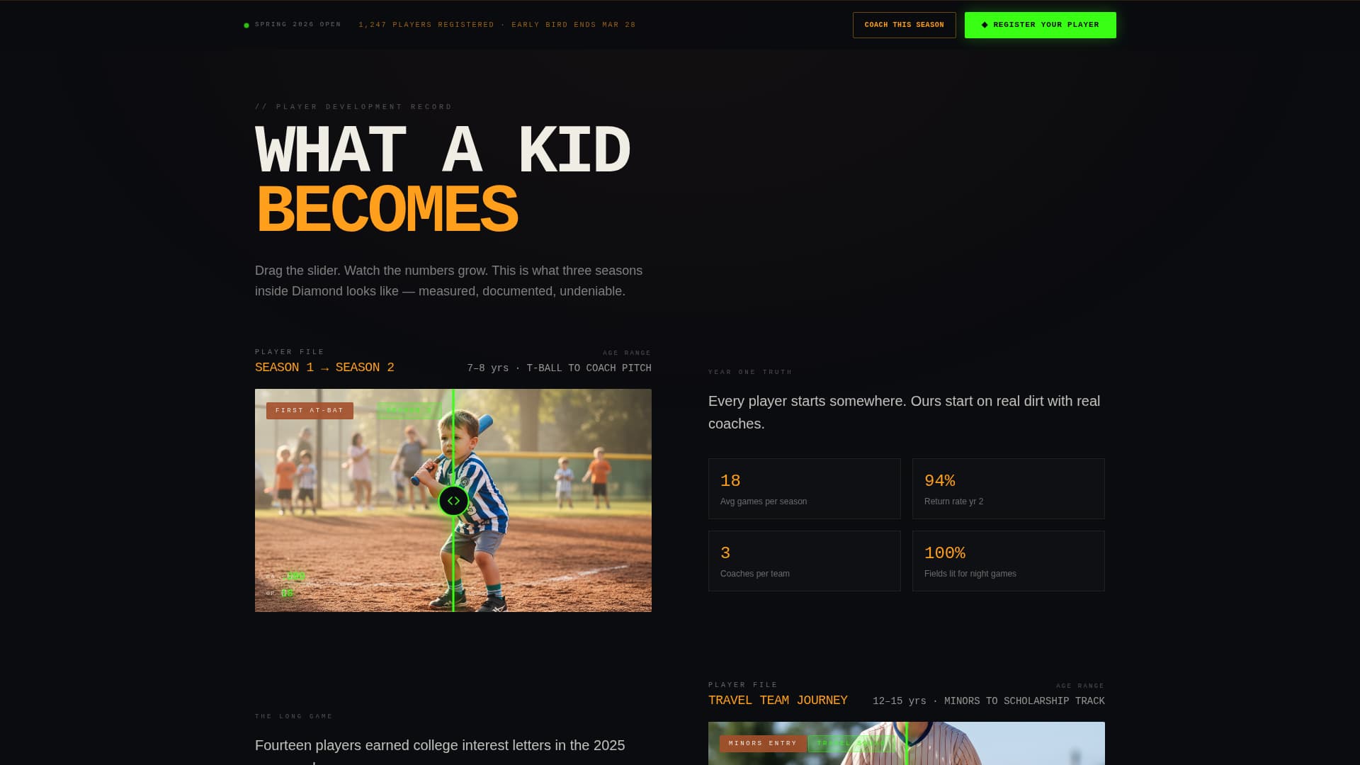 Diamond - Electric Baseball Landing Page Template