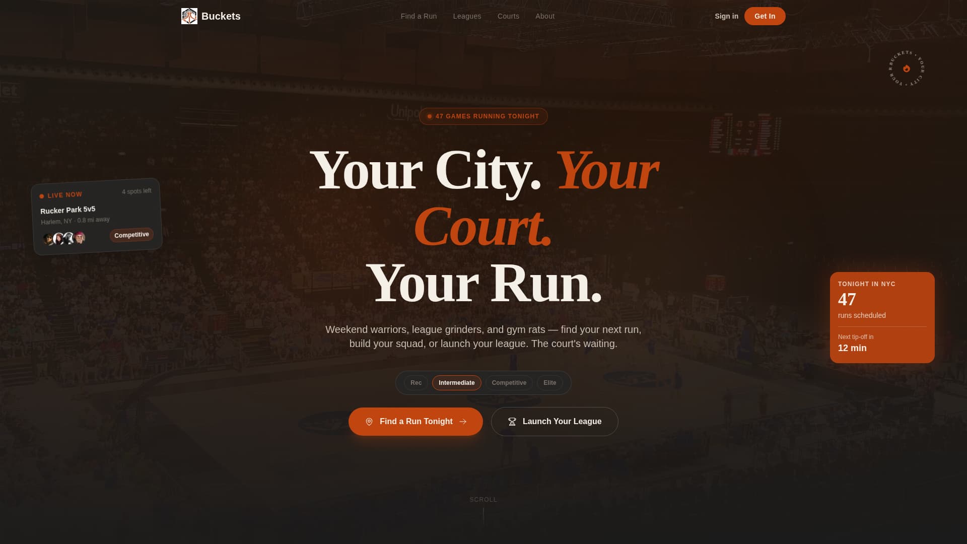 Recreational Basketball League & Court Booking Website Template