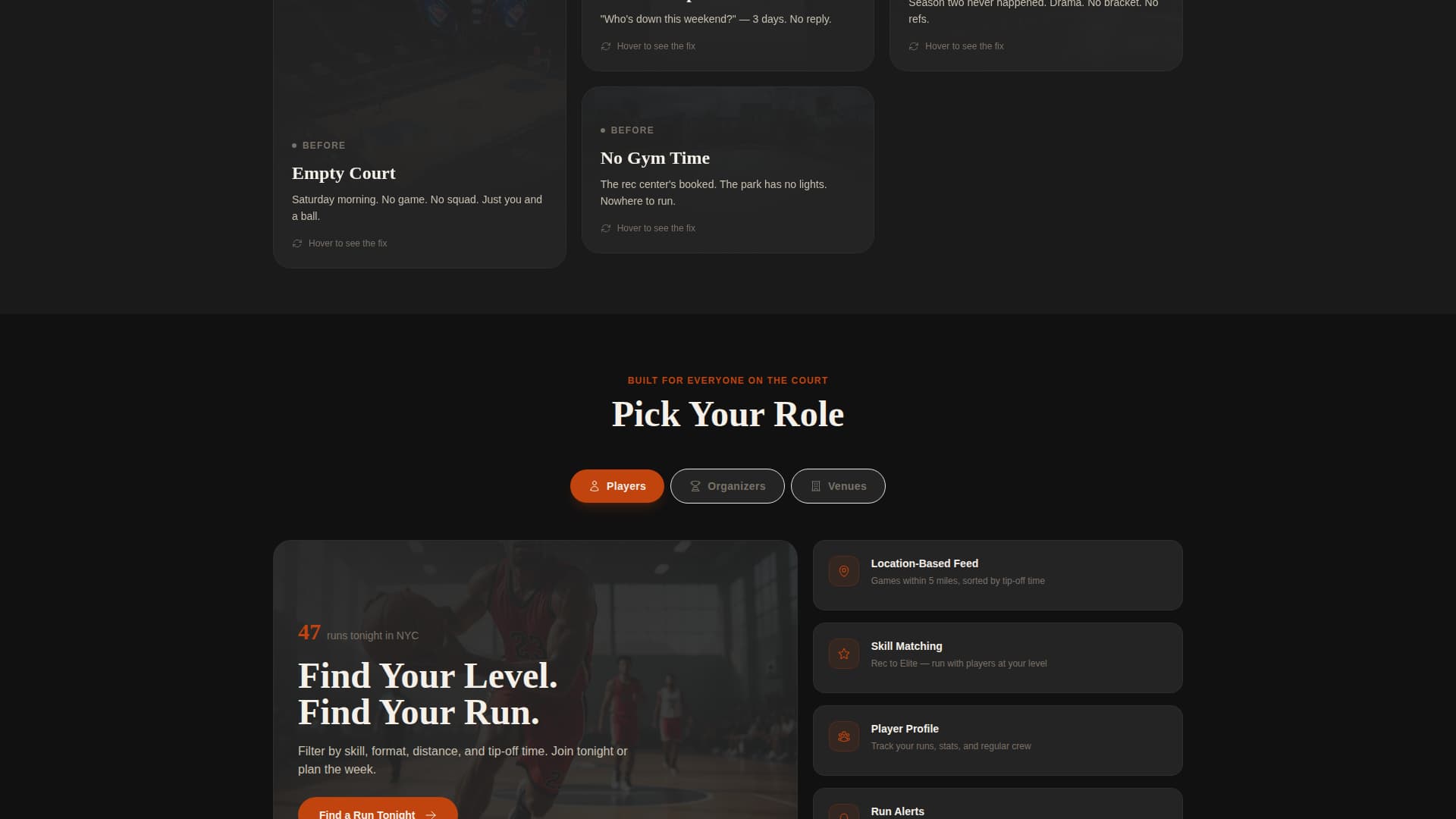 Recreational Basketball League & Court Booking Website Template