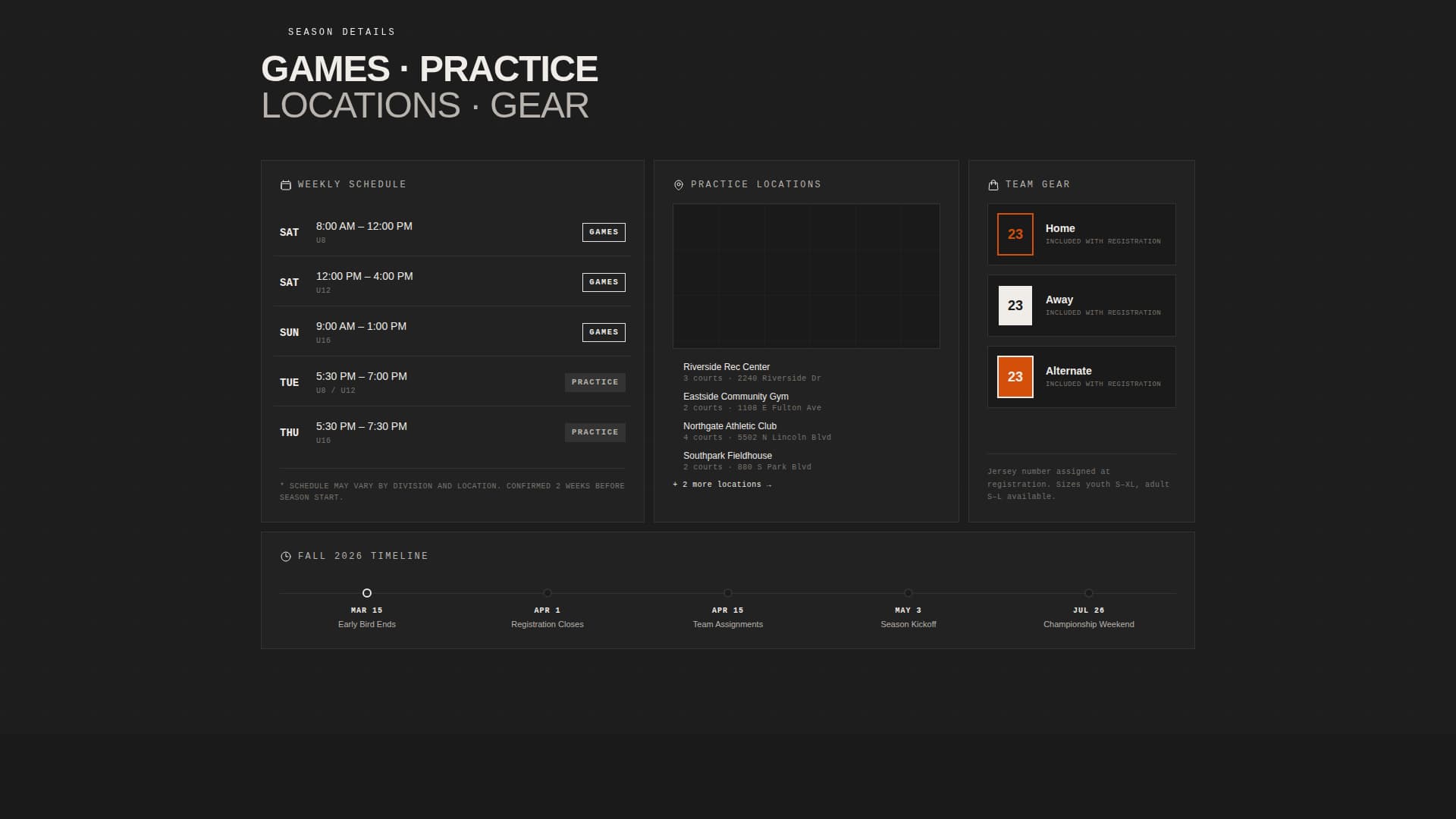 Youth Basketball League Registration Website Template