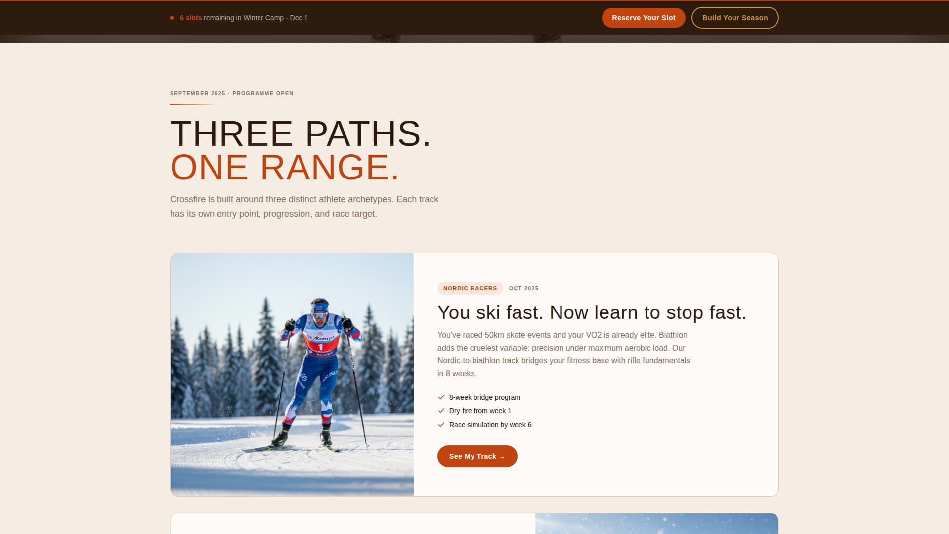 Crossfire - Elite Biathlon Landing Page Template