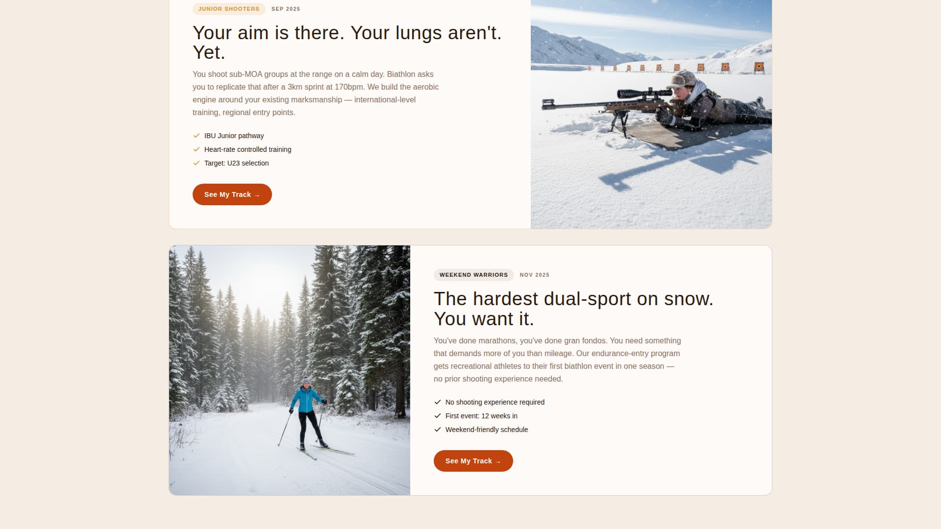 Crossfire - Elite Biathlon Landing Page Template