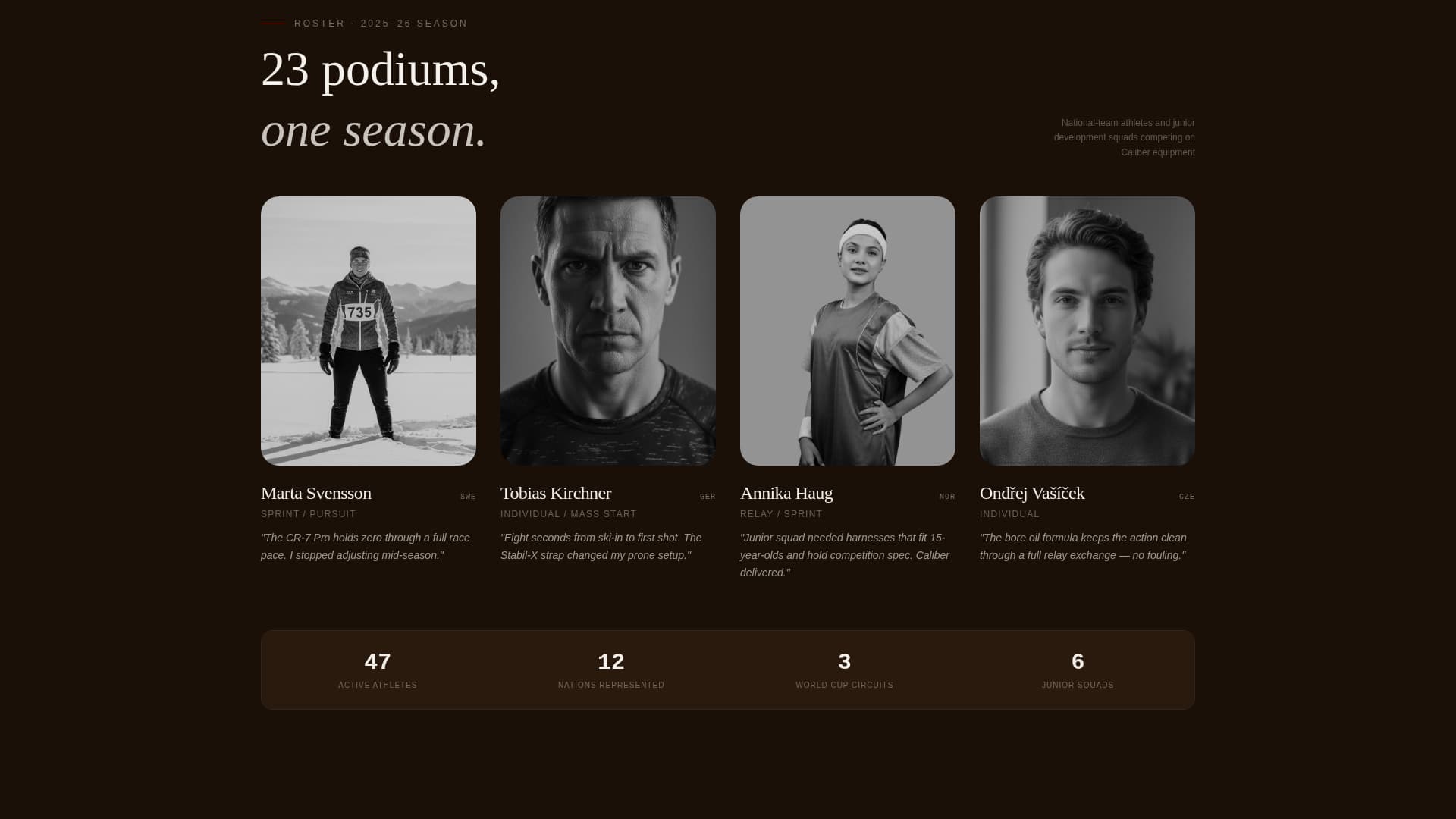 Caliber - Electric Biathlon Landing Page Template