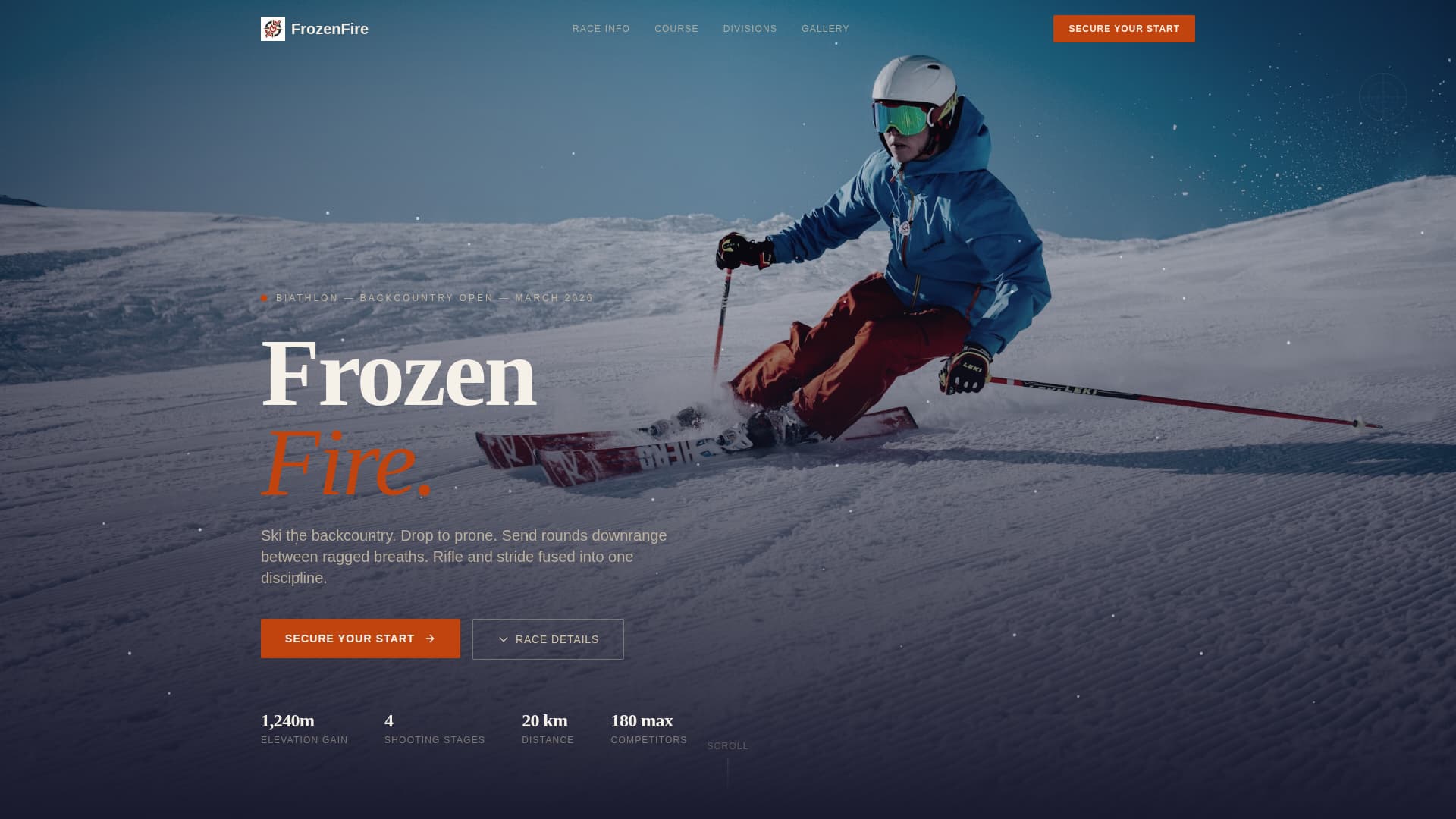 Frozenfire - Electrifying Biathlon Landing Page Template