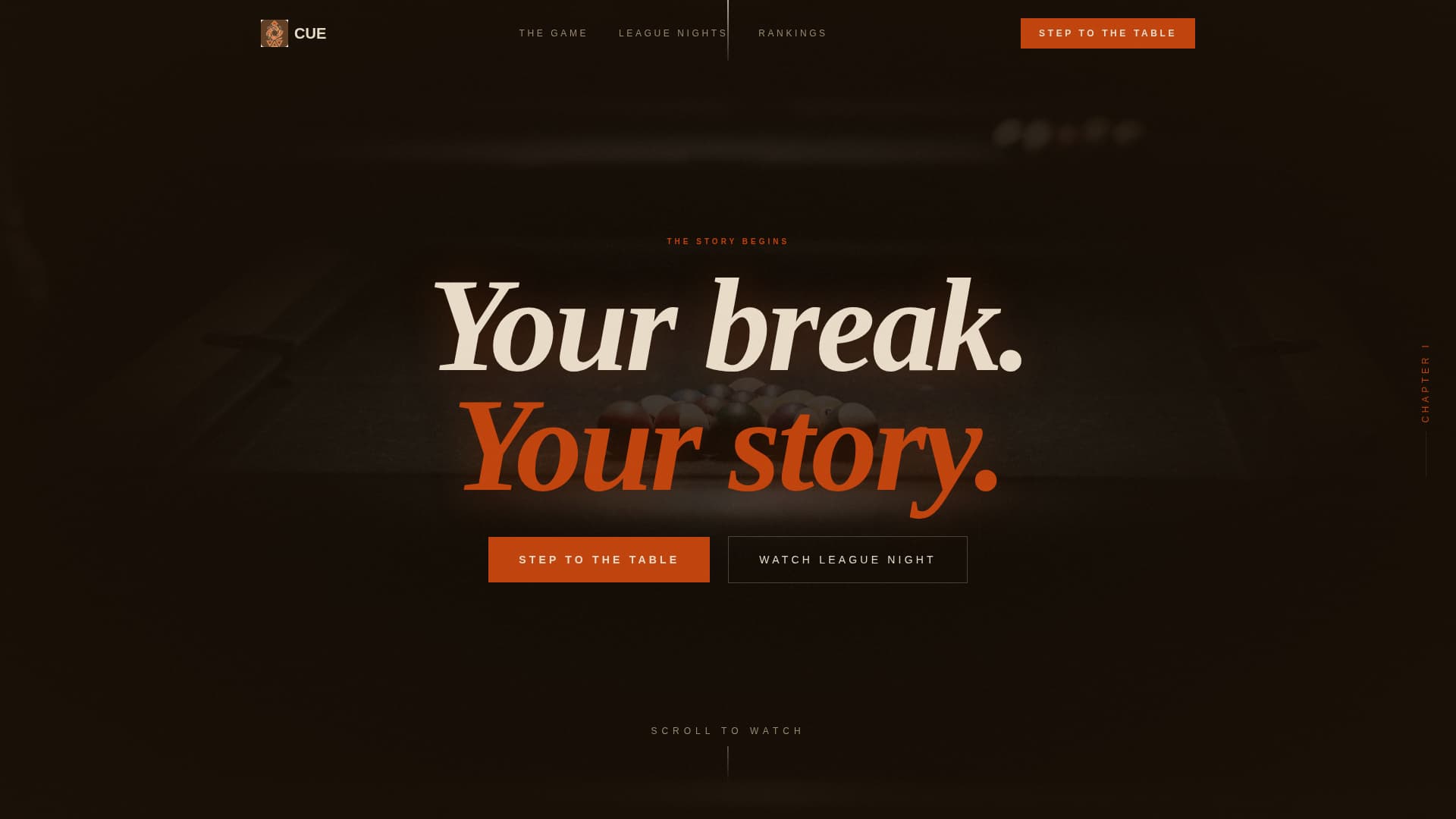 Cue - Fierce Billiards Landing Page Template