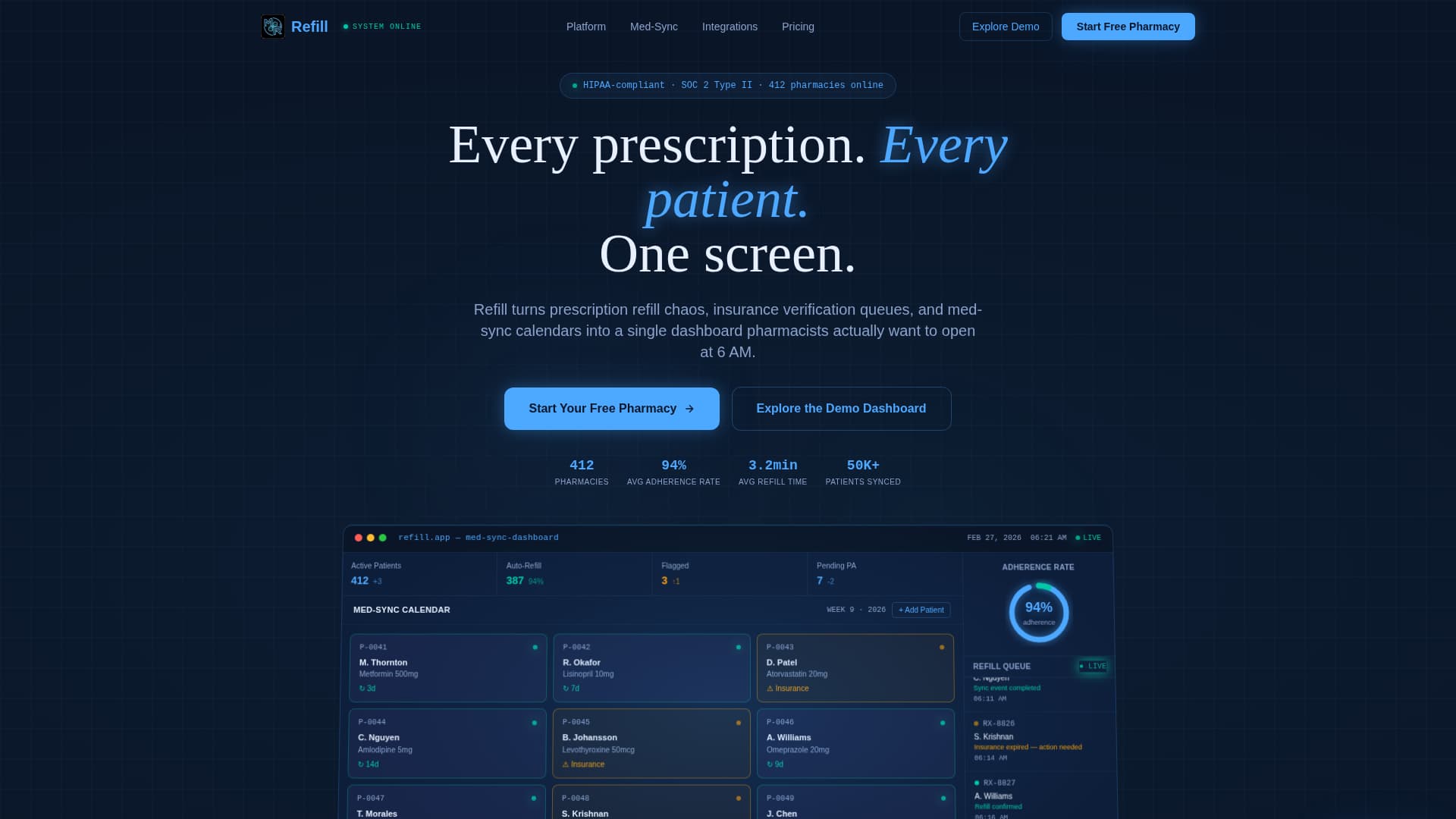 Refill - Powerful Pharmacy Landing Page Template