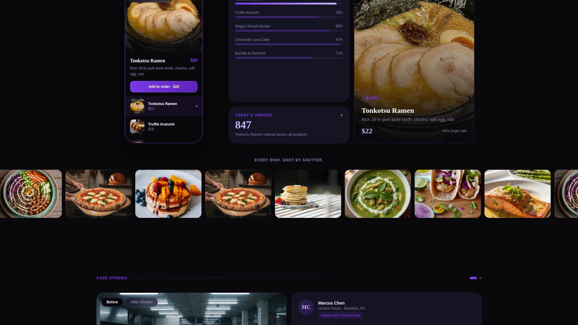 Shutter - Vivid Restaurant Landing Page Template