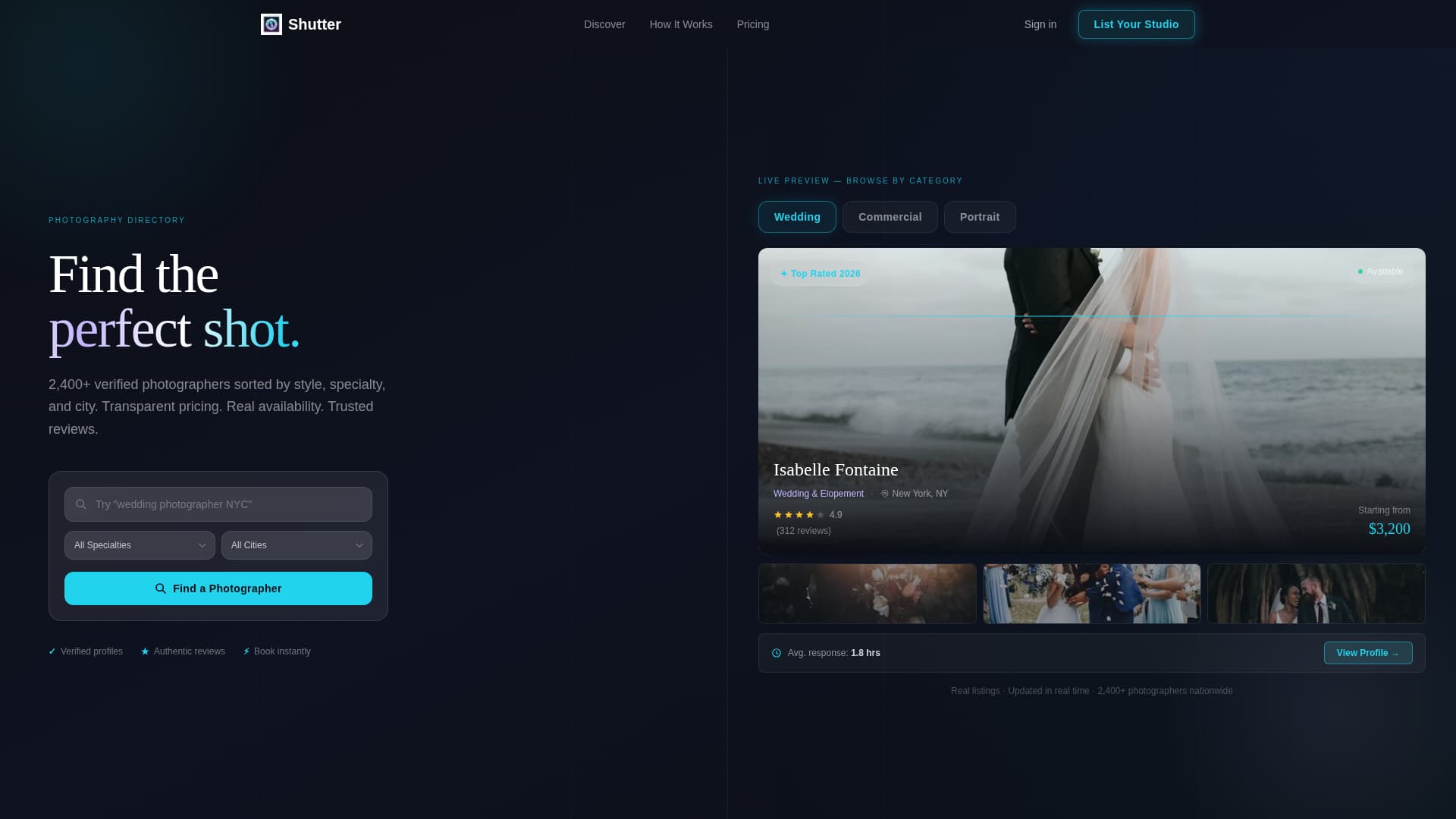 Shutter - Curated Photography Landing Page Template