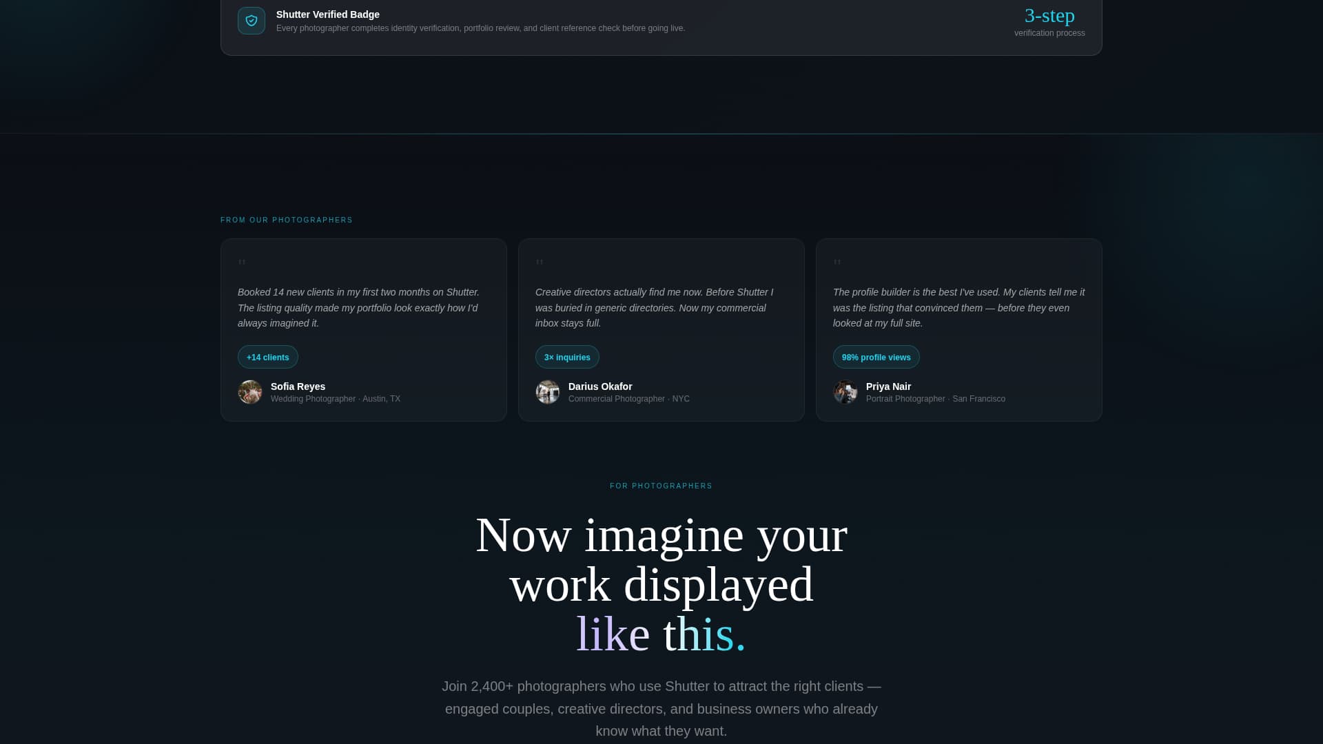 Shutter - Curated Photography Landing Page Template