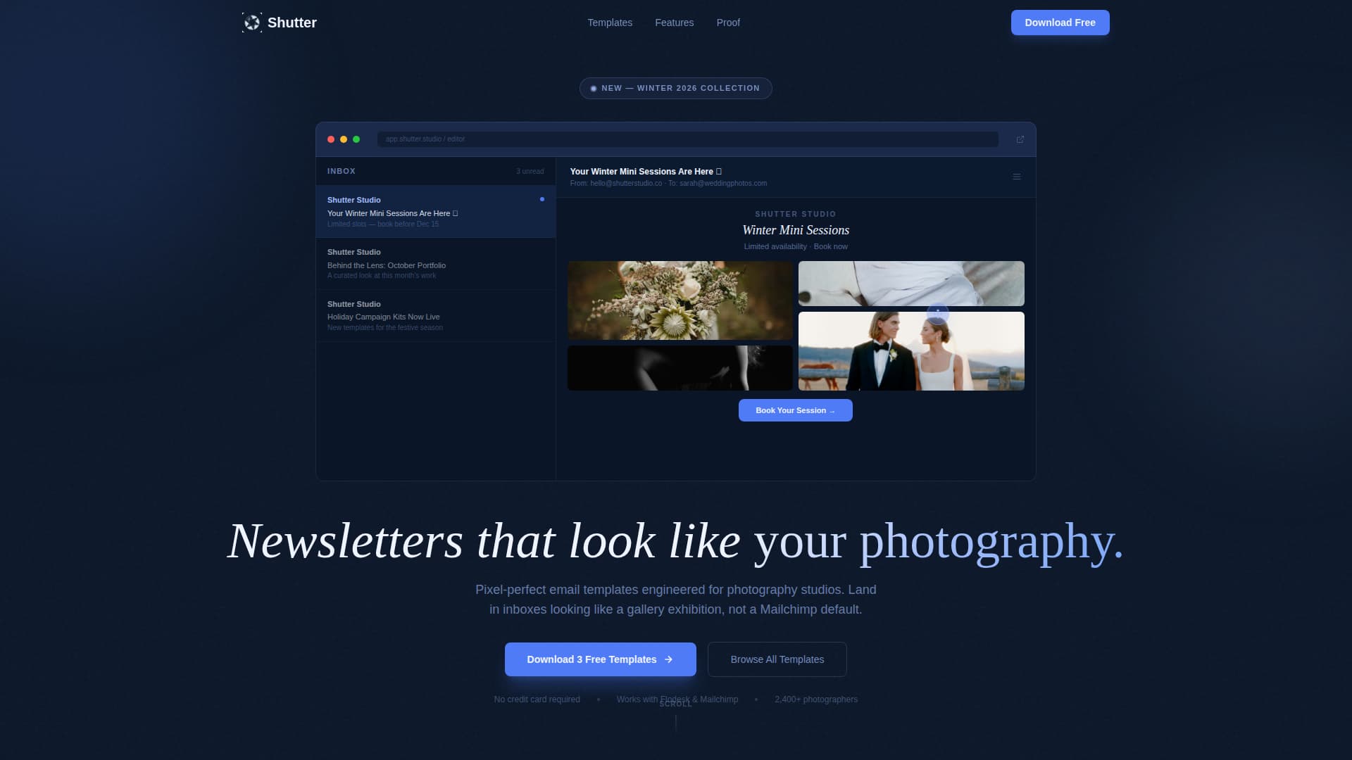 Shutter - Pixel Perfect Photography Landing Page Template