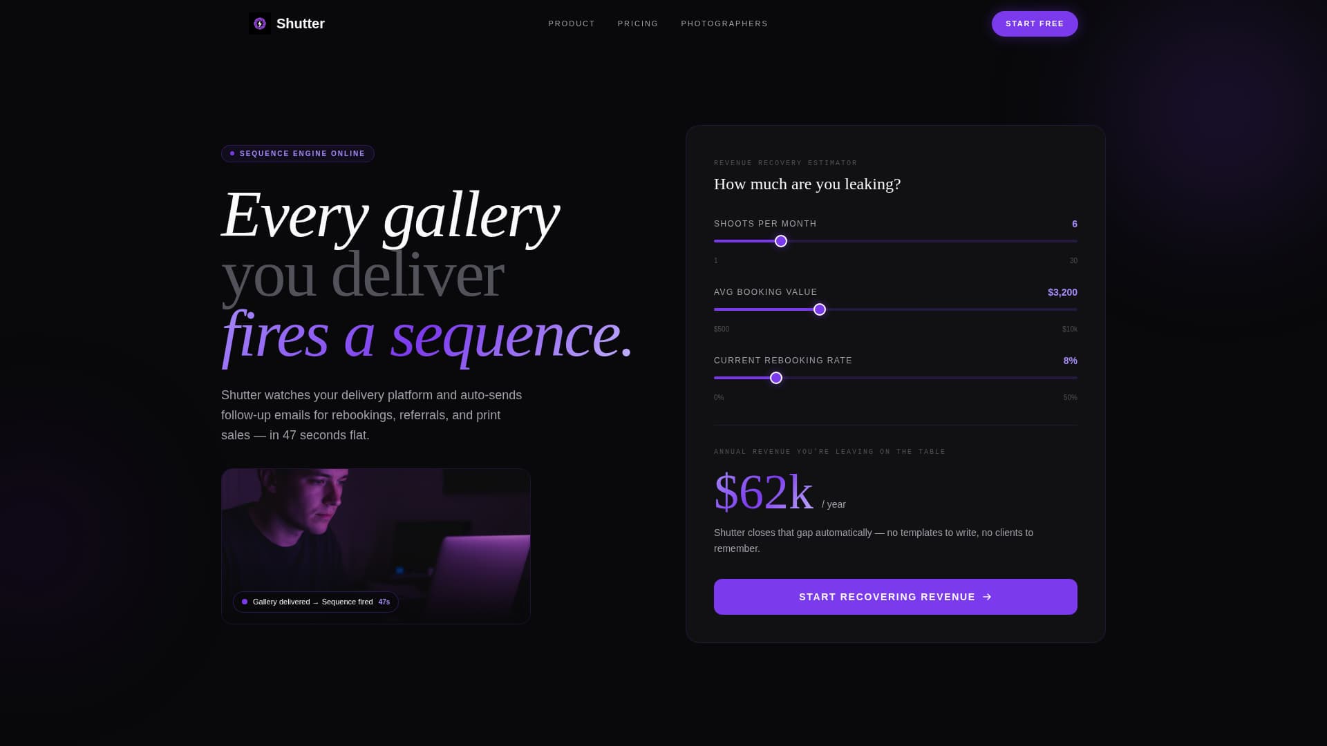 Shutter - Automated Photography Landing Page Template