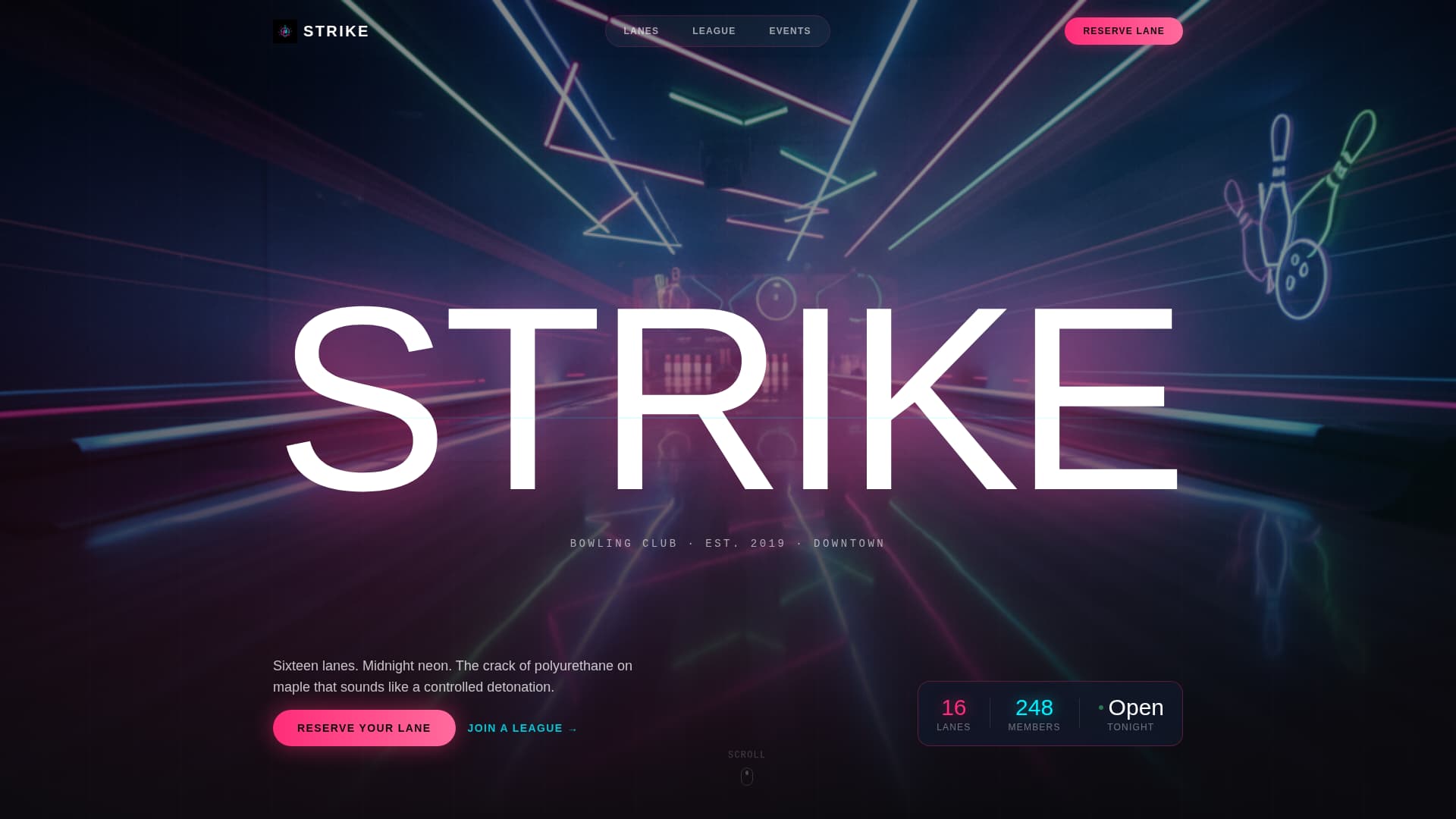 Strike - Electric Bowling Landing Page Template