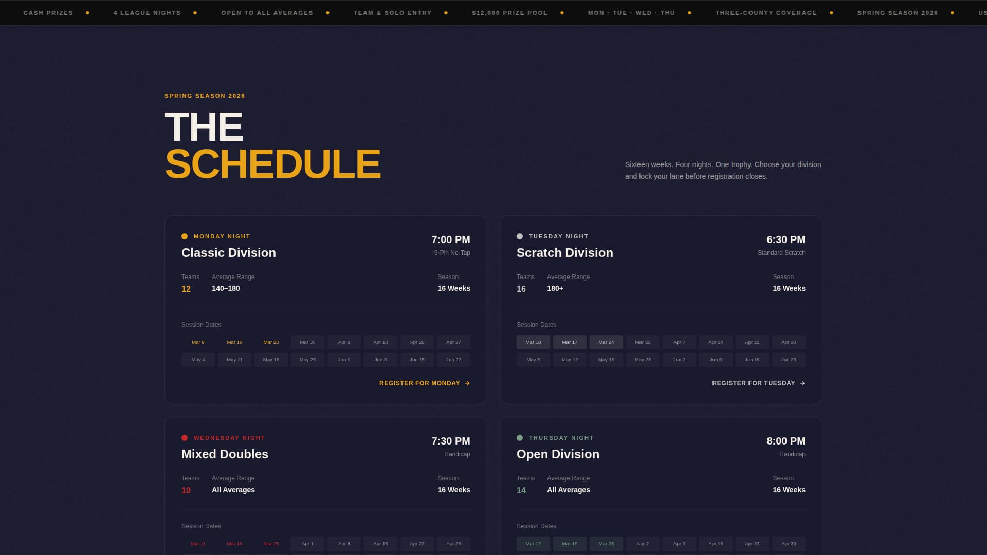 Pins — Thrilling Bowling Center Landing Page Template