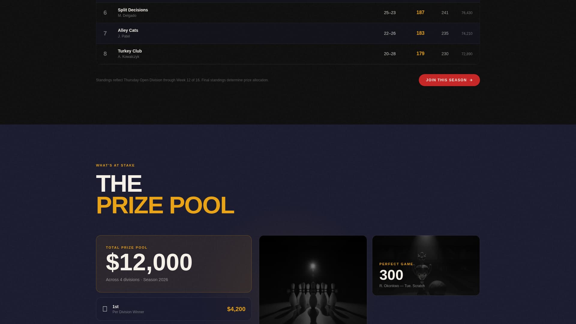 Pins — Thrilling Bowling Center Landing Page Template